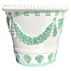 Vintage Regency Glazed Ceramic Terracotta Swag Planter