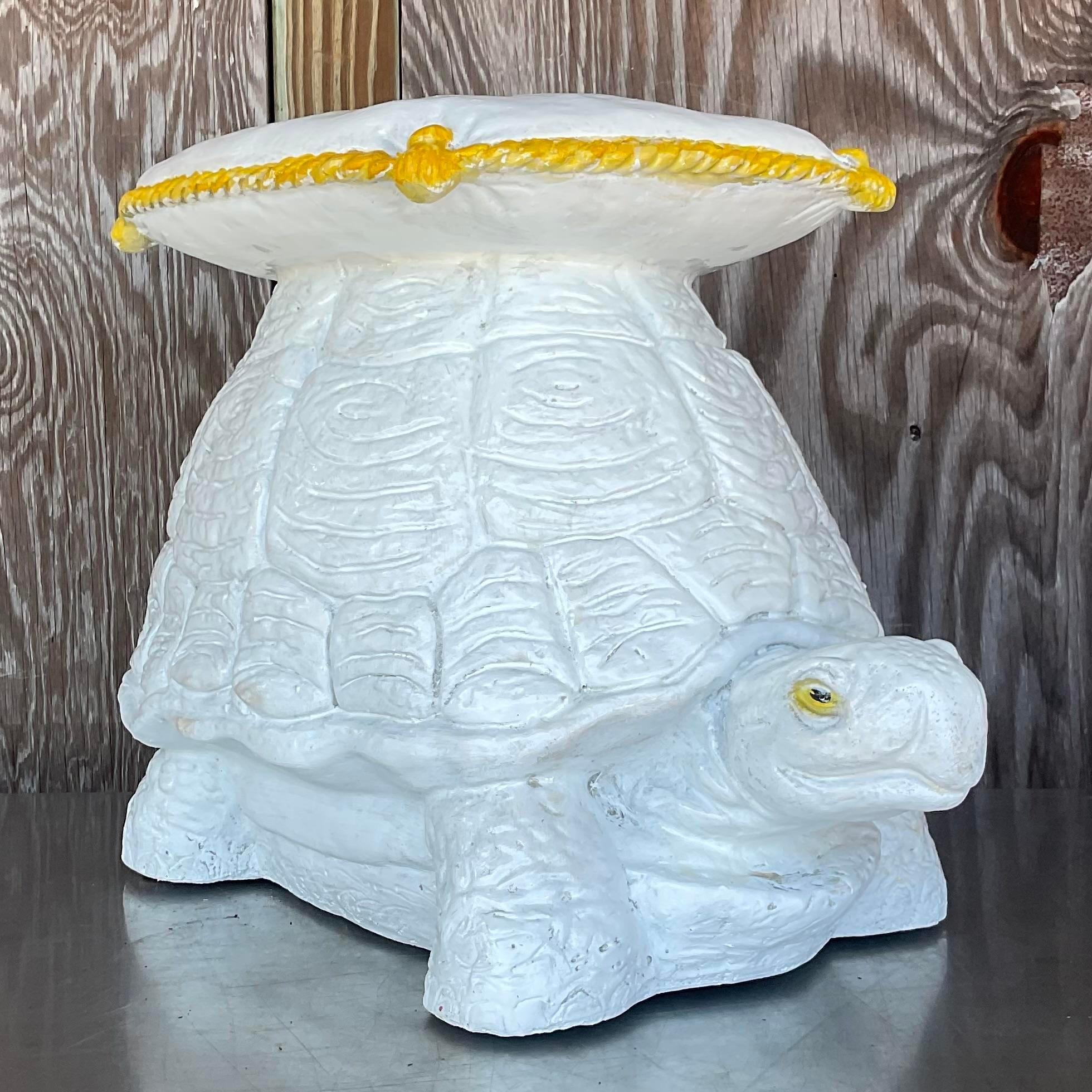 American Vintage Regency Glazed Ceramic Turtle Stool