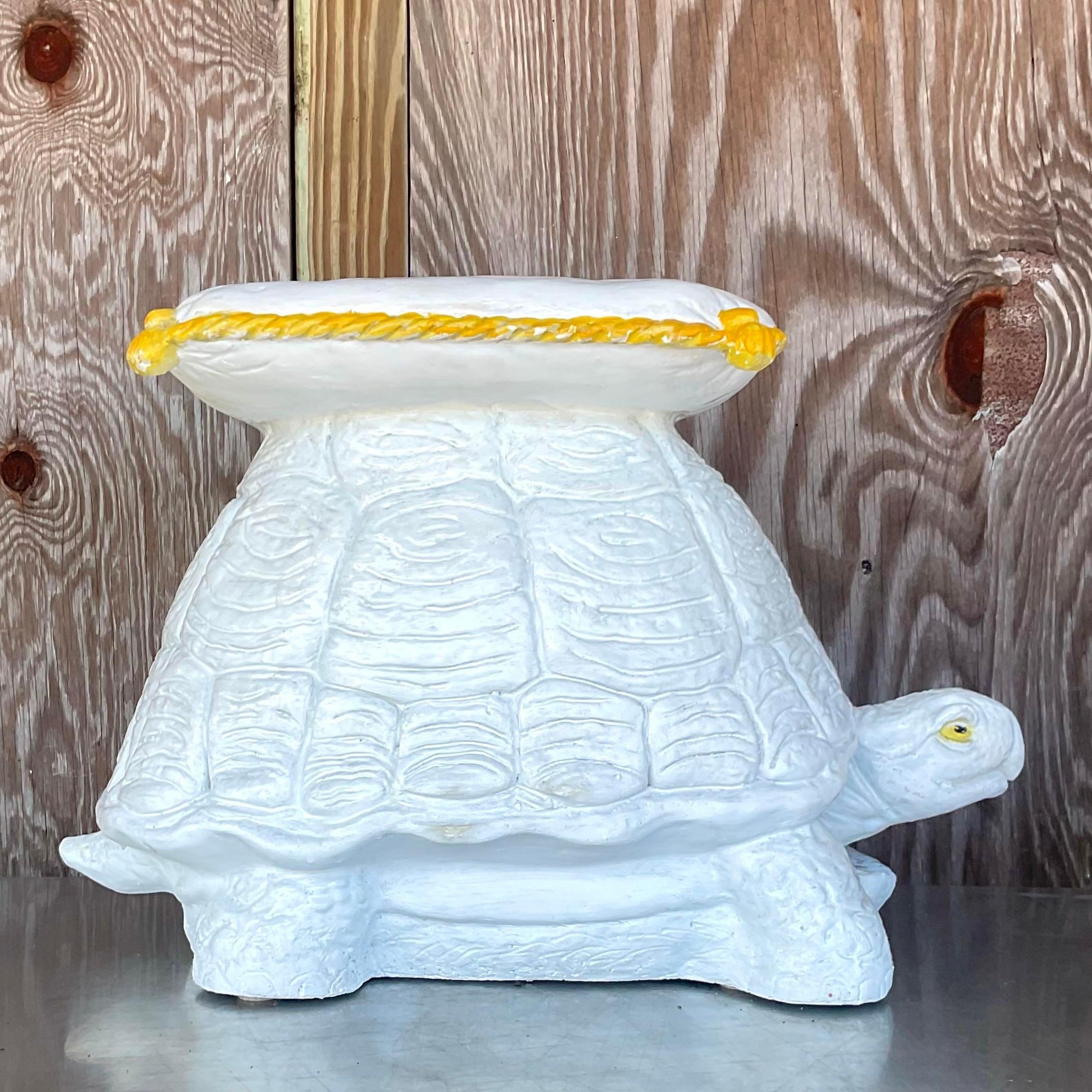 Vintage Regency Glazed Ceramic Turtle Stool 3