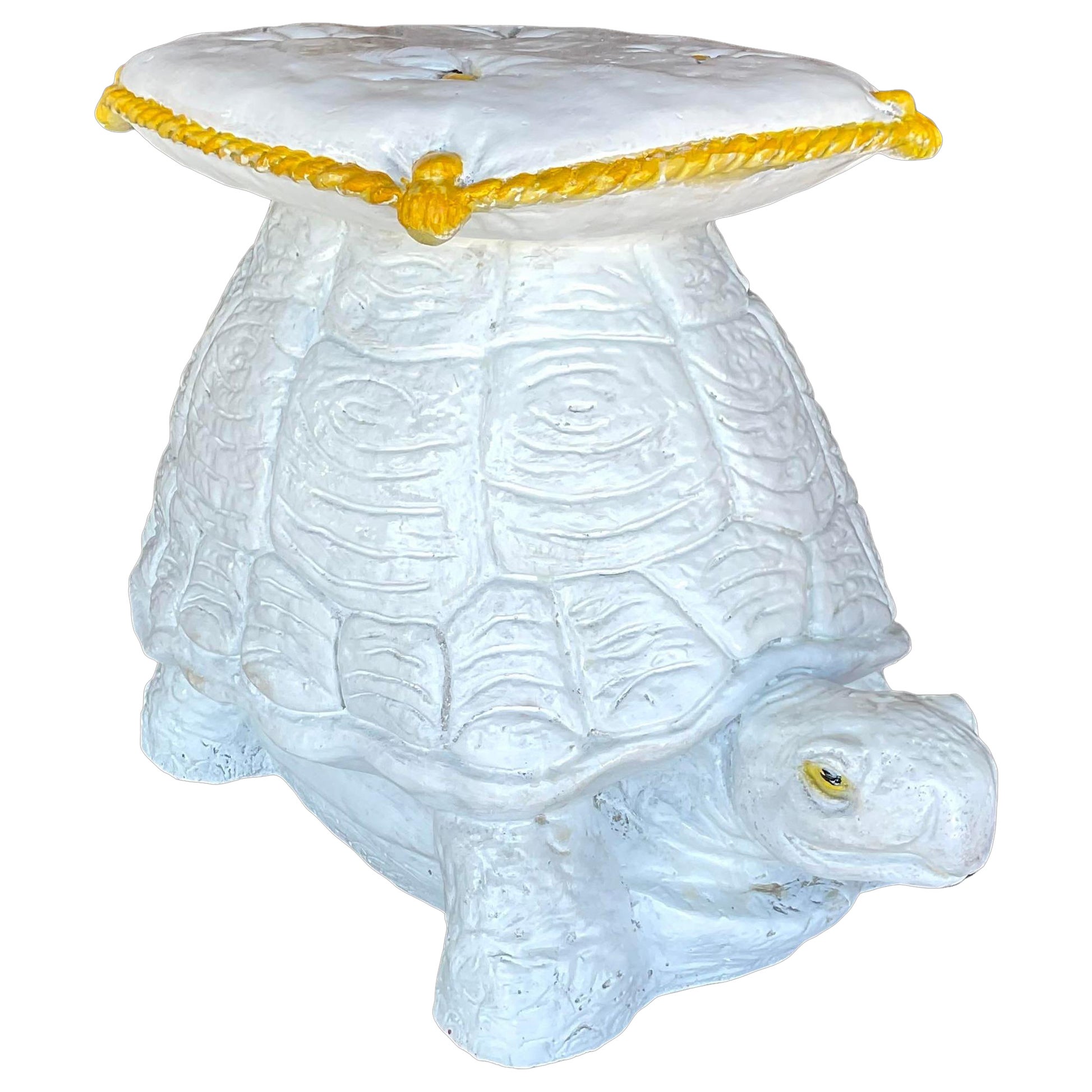 Vintage Regency Glazed Ceramic Turtle Stool