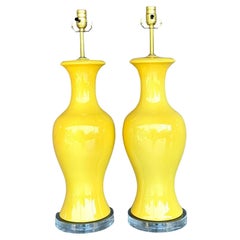 Lampade da tavolo a vaso in ceramica smaltata vintage Regency - Una coppia