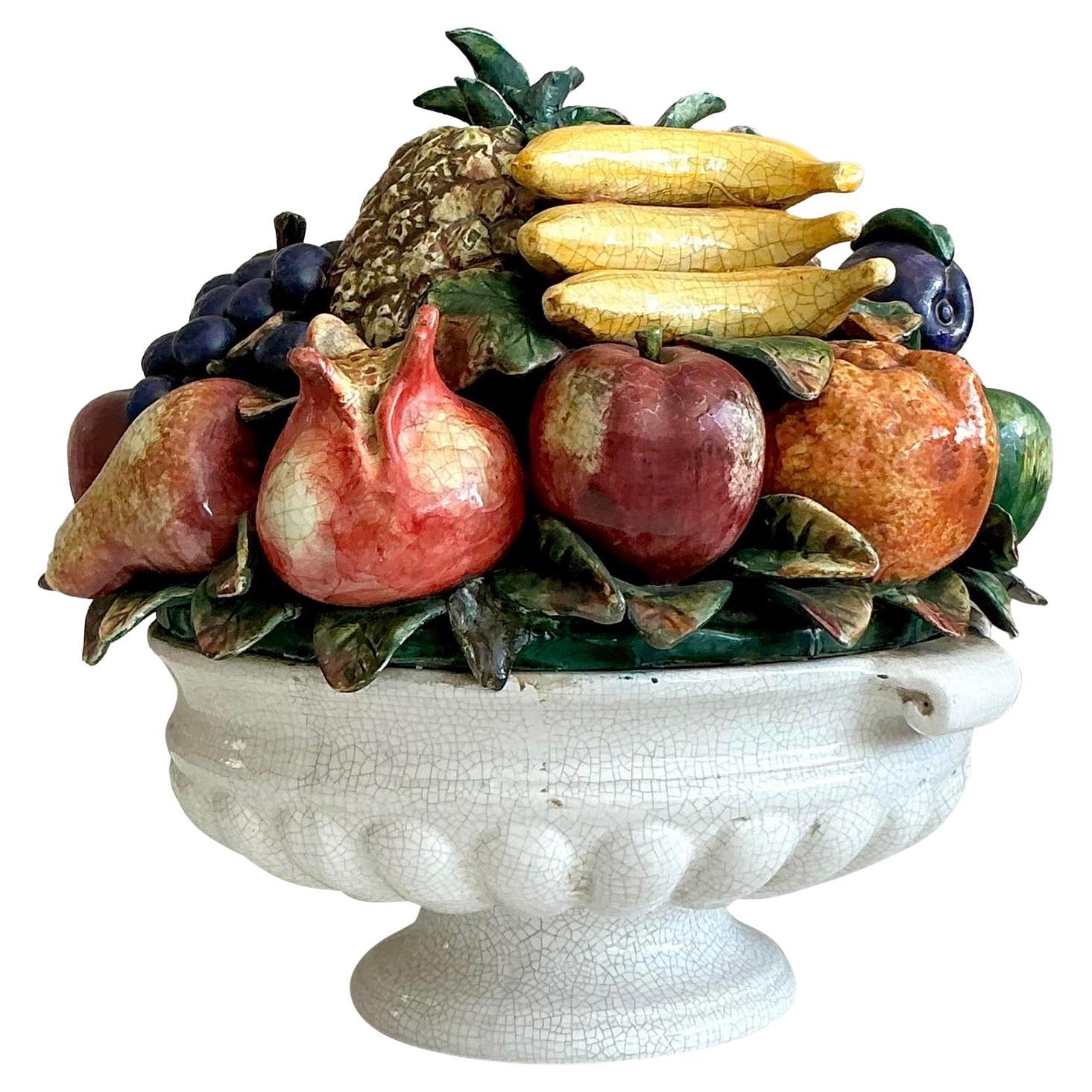 Vintage Regency glasierte Terrakotta Obstschale
