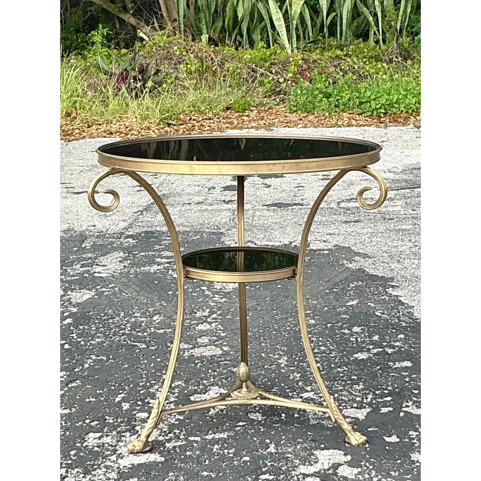 Vintage Regency Global Views Directorie Gueridon Table In Good Condition For Sale In west palm beach, FL
