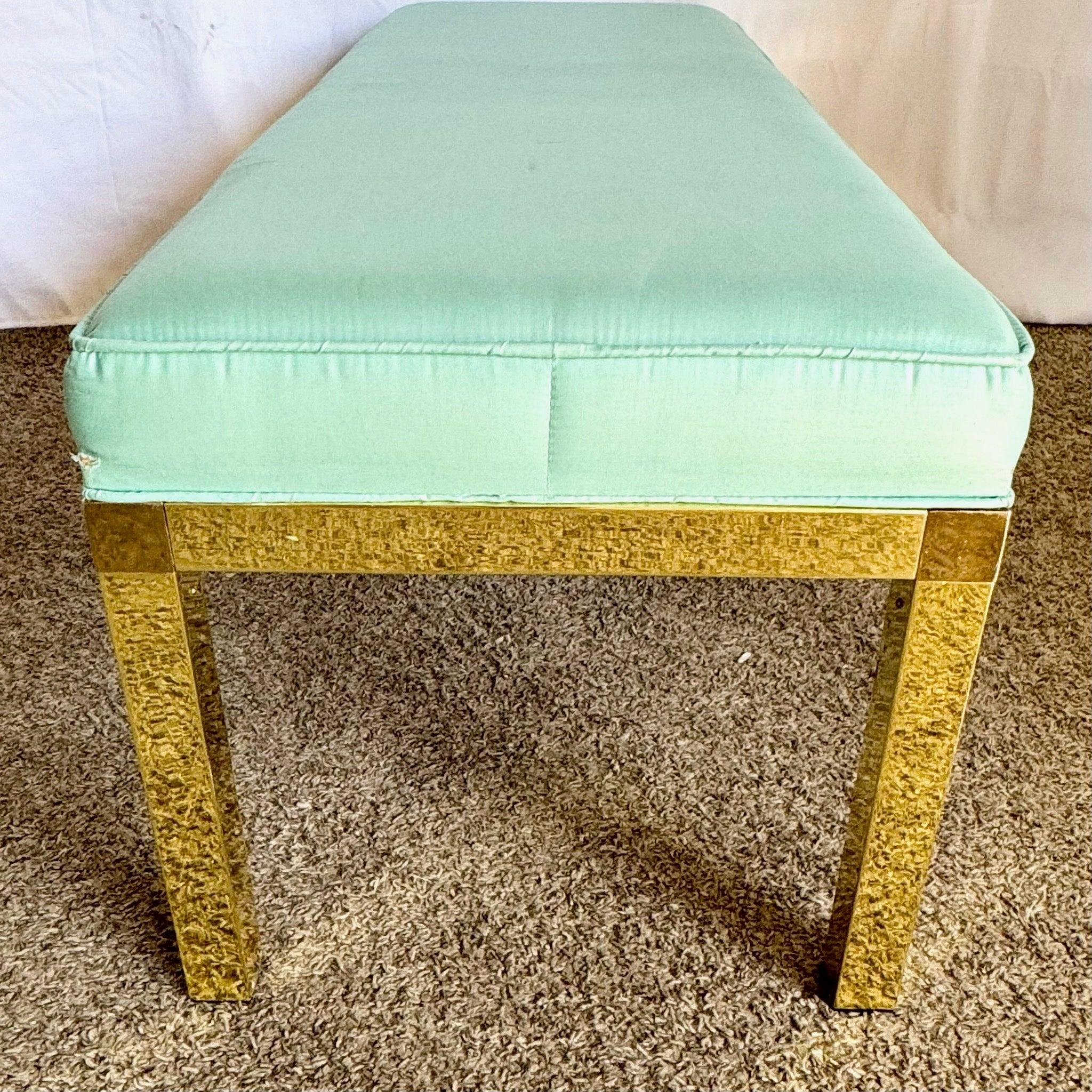 Banc Parsons Regency vintage or et turquoise en vente 4