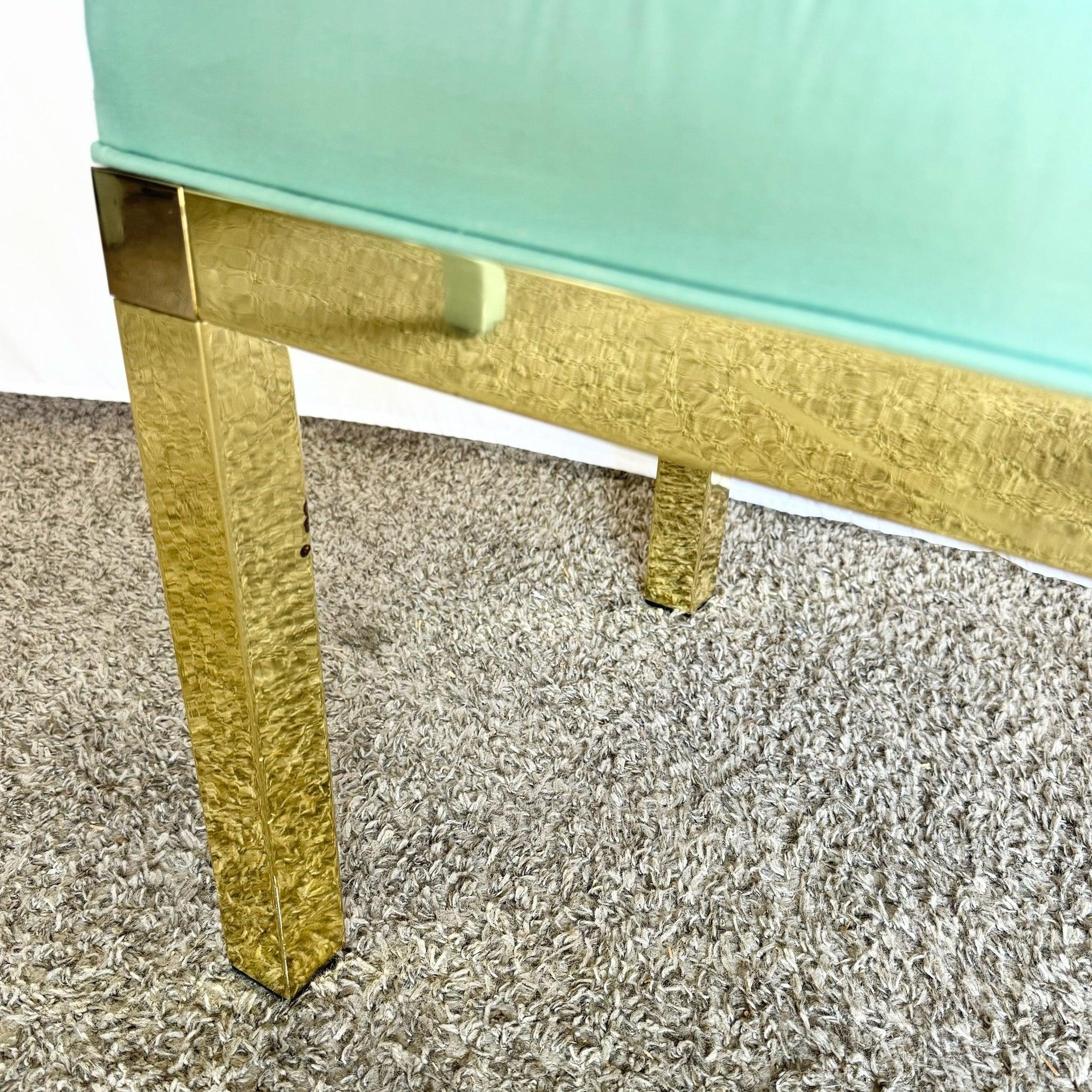 Banc Parsons Regency vintage or et turquoise Bon état - En vente à Delray Beach, FL