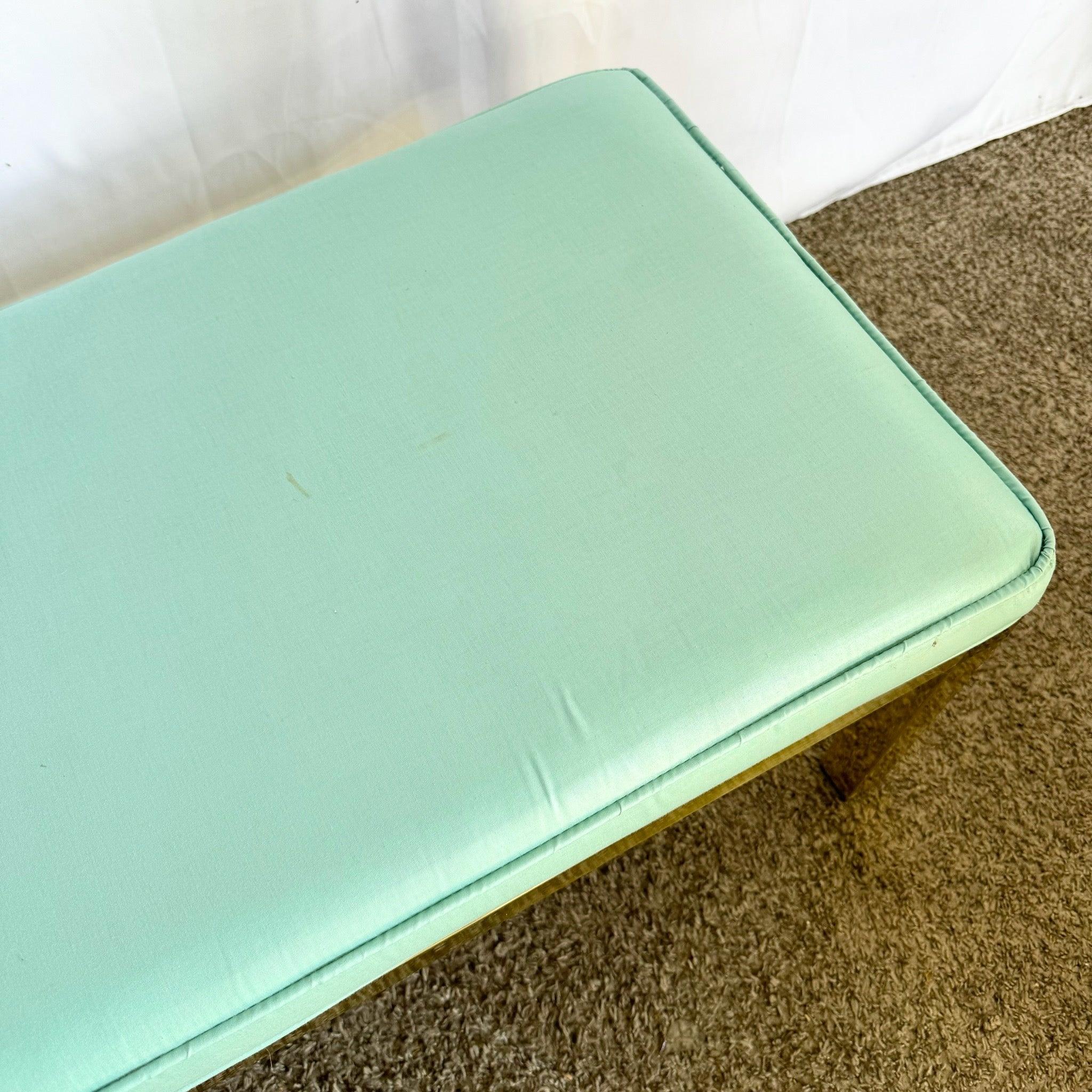 Fin du 20e siècle Banc Parsons Regency vintage or et turquoise en vente