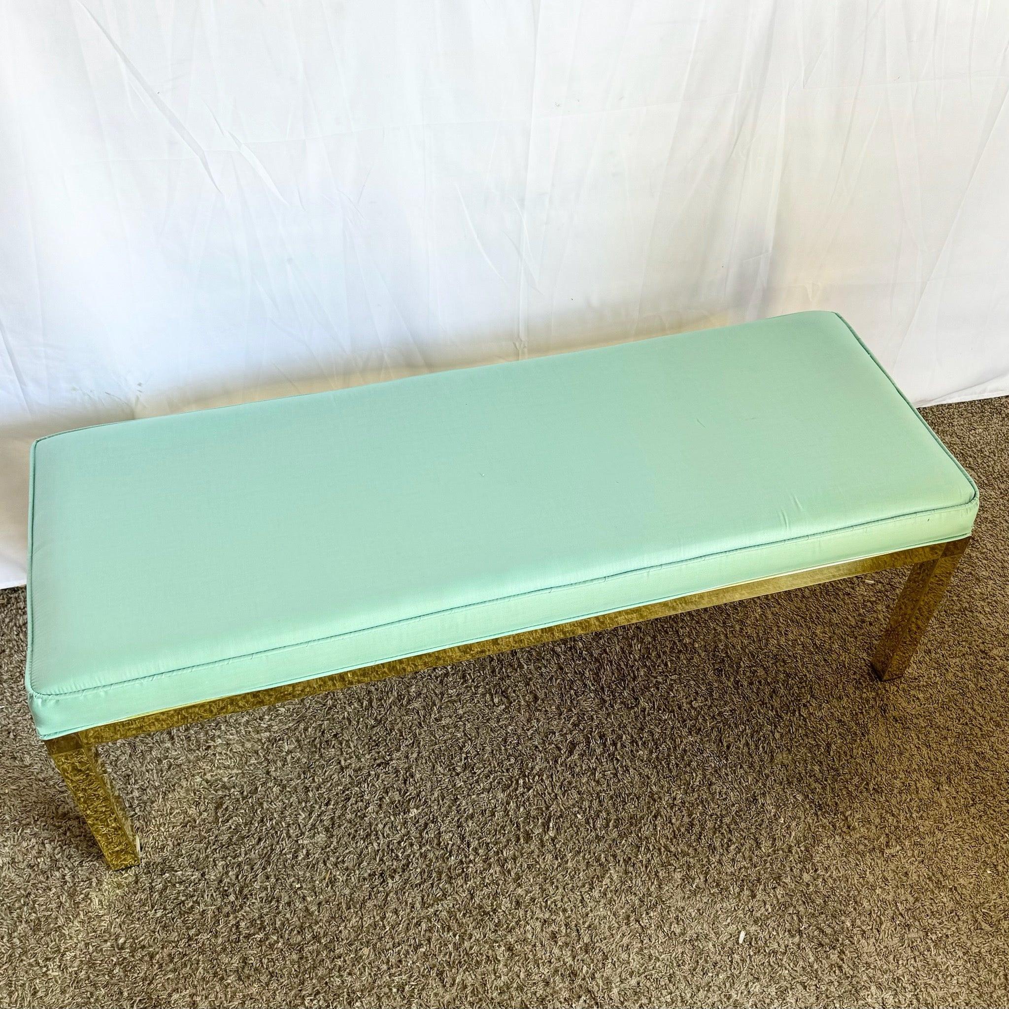 Banc Parsons Regency vintage or et turquoise en vente 1