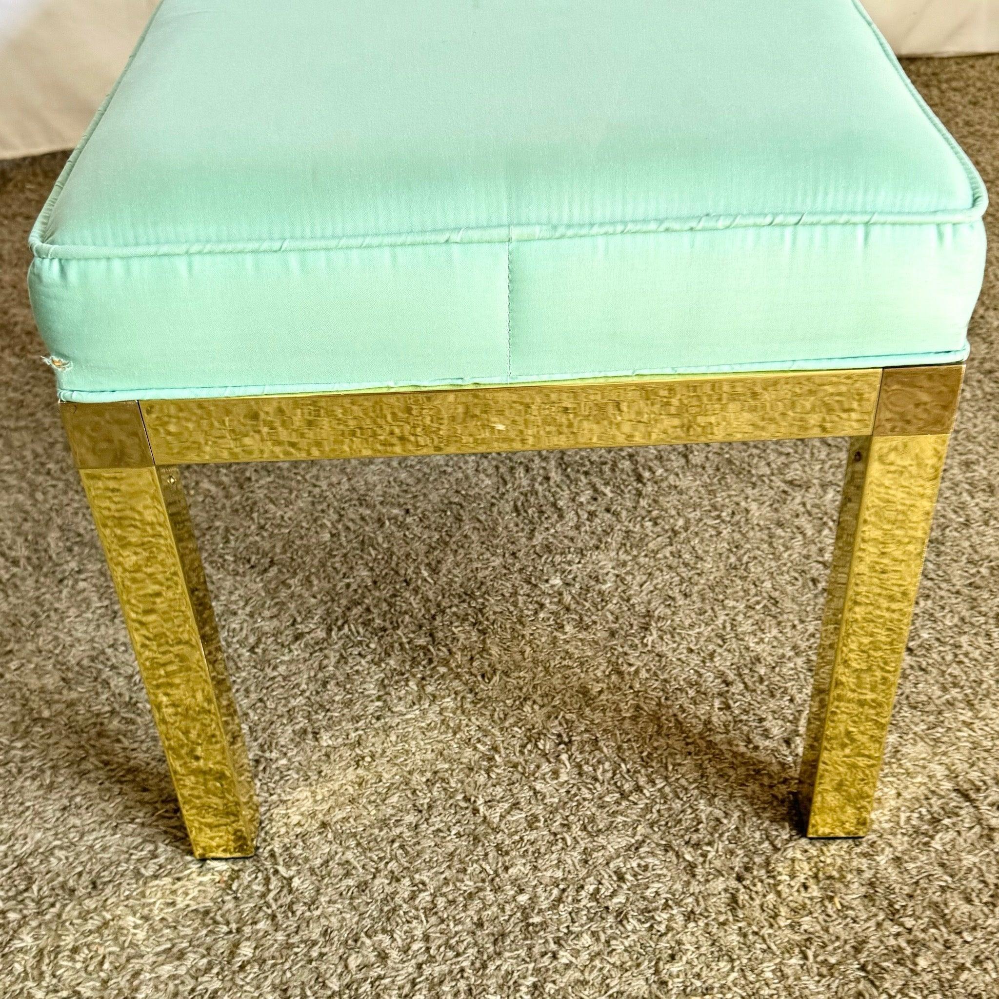 Banc Parsons Regency vintage or et turquoise en vente 2