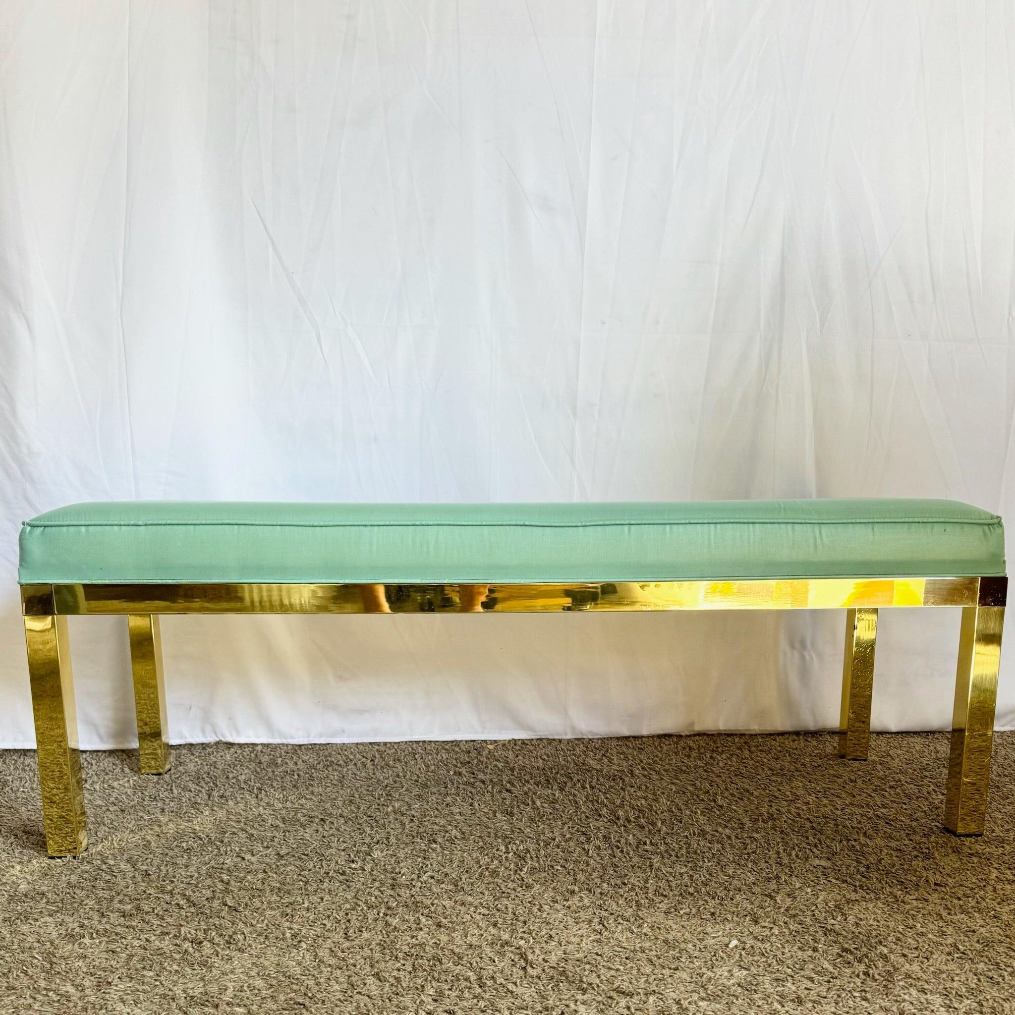 Banc Parsons Regency vintage or et turquoise en vente 3