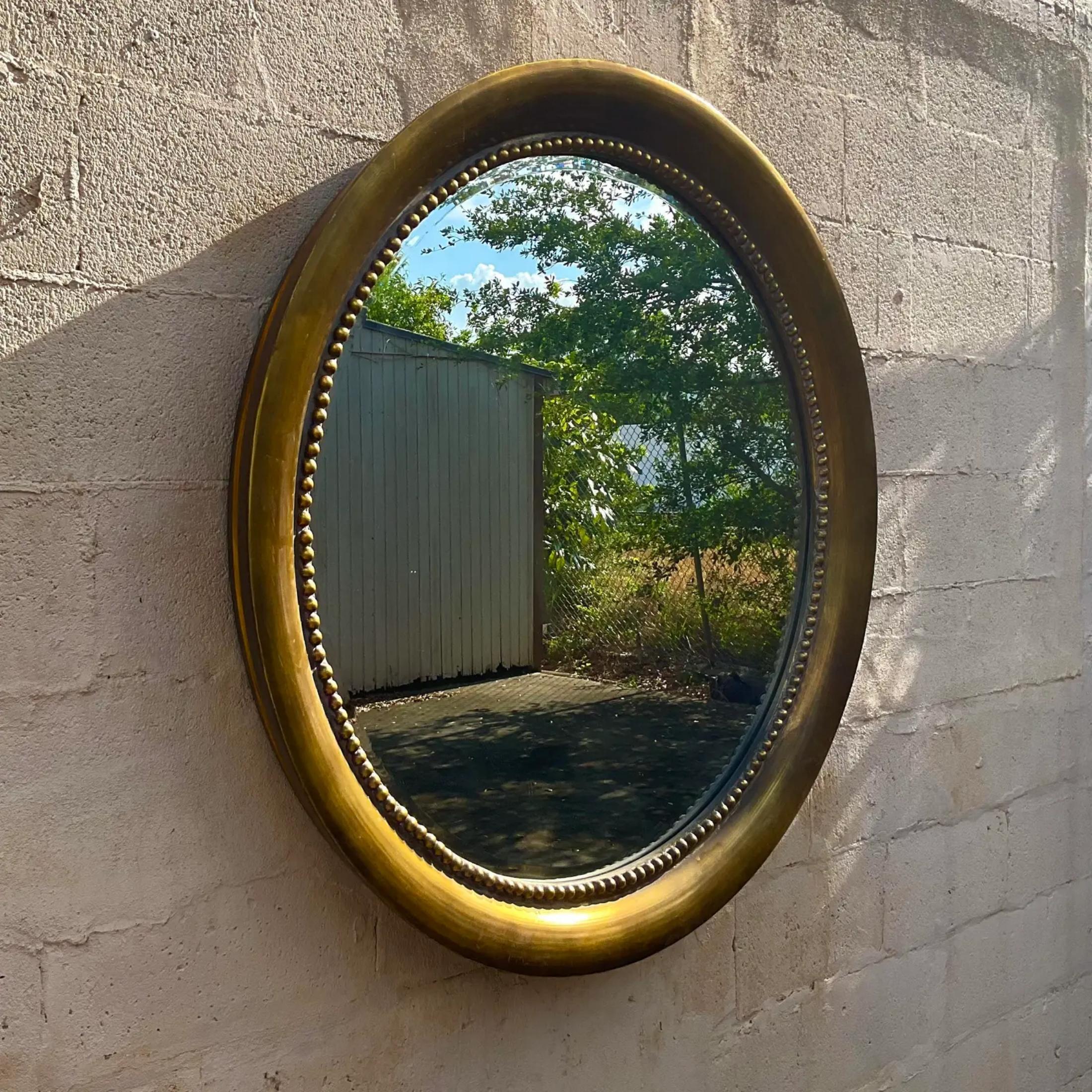 American Vintage Regency Gold Circle Mirror For Sale