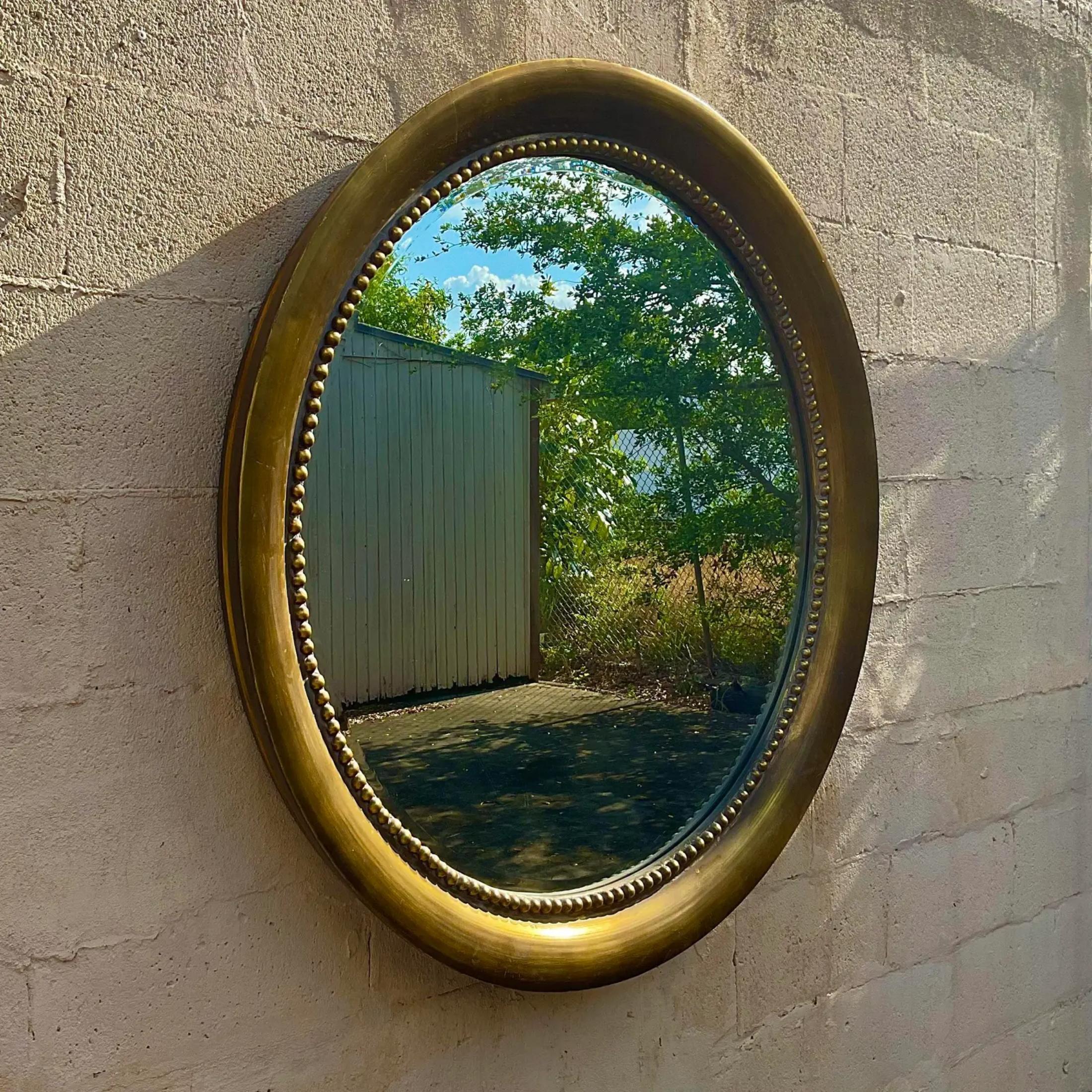 Vintage Regency Gold Circle Mirror In Good Condition For Sale In west palm beach, FL