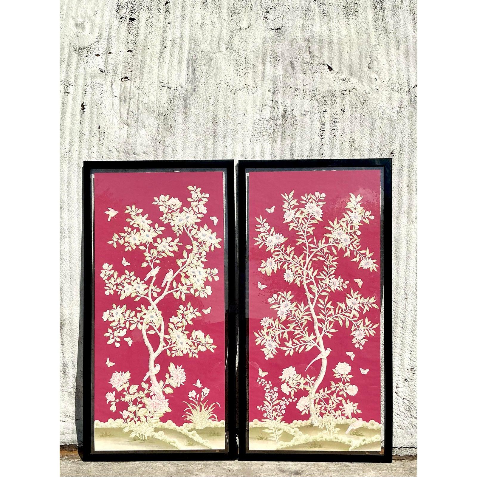 Vintage Regency Gracie-Papiertafeln im Regency-Stil – Ein Paar (Chinoiserie) im Angebot