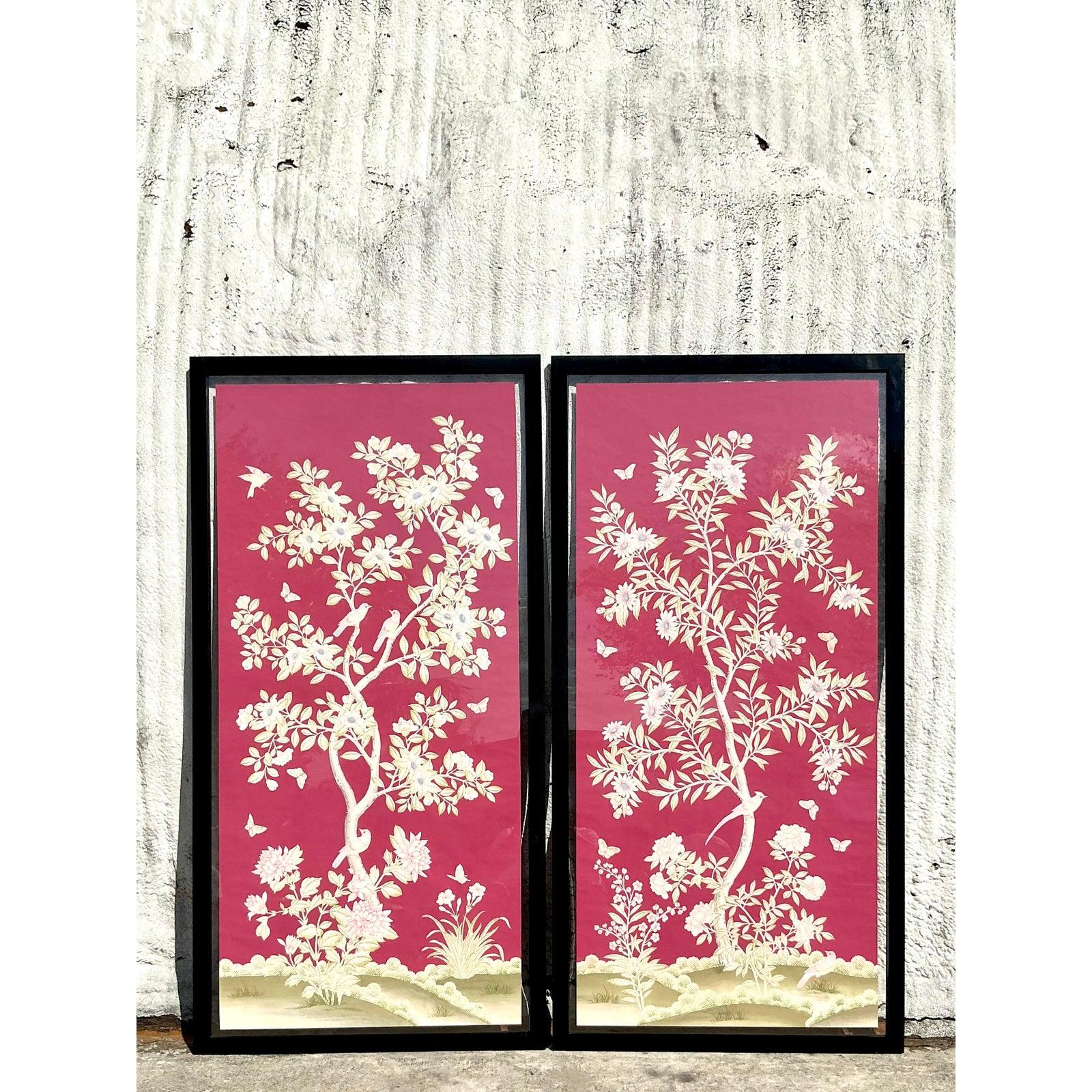 Vintage Regency Gracie-Papiertafeln im Regency-Stil – Ein Paar im Zustand „Gut“ im Angebot in West Palm Beach, FL