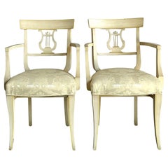 Vintage Regency Grosfeld House Lyre Back Klismos Chairs - A Pair