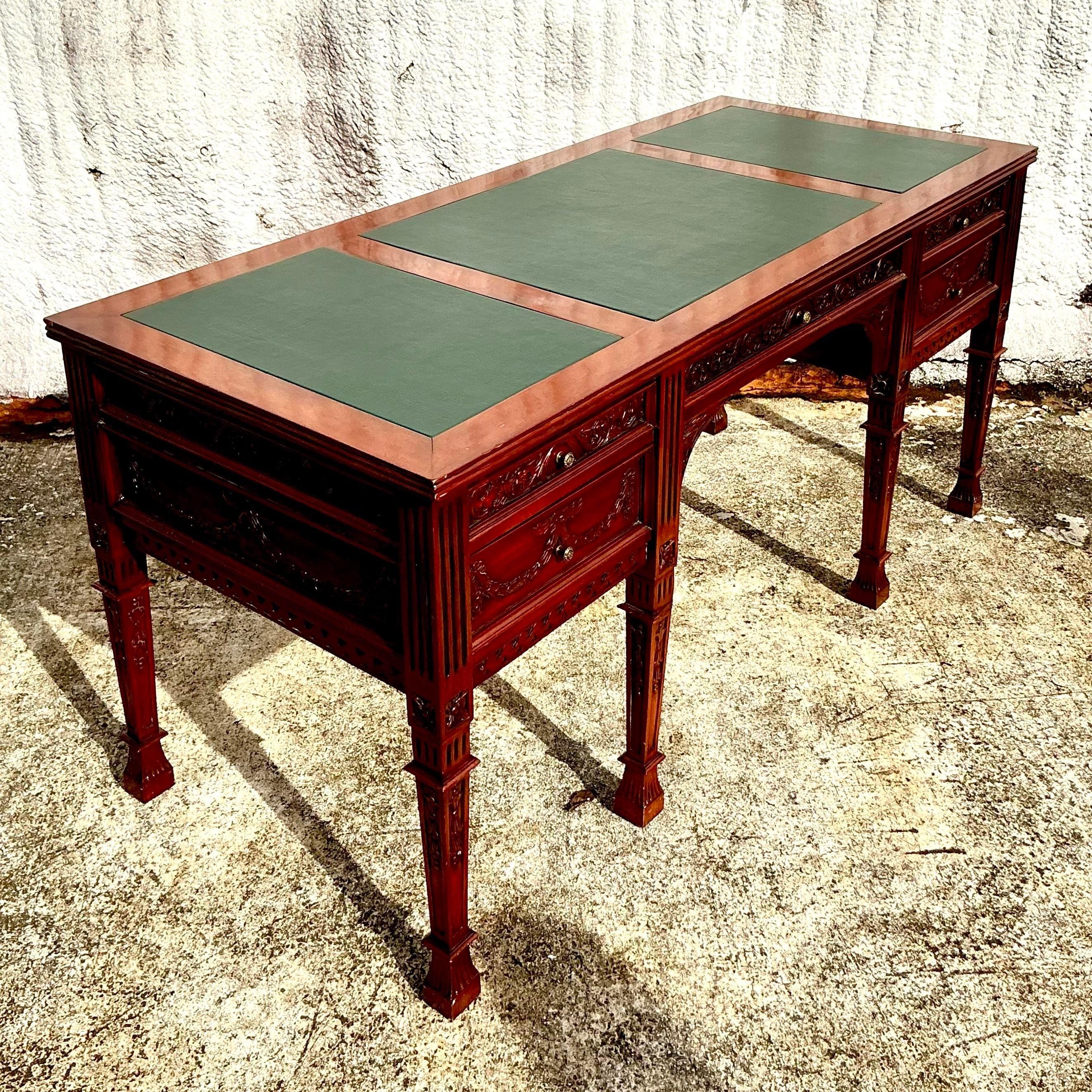Vintage Regency Hand Carved Executive Desk 1