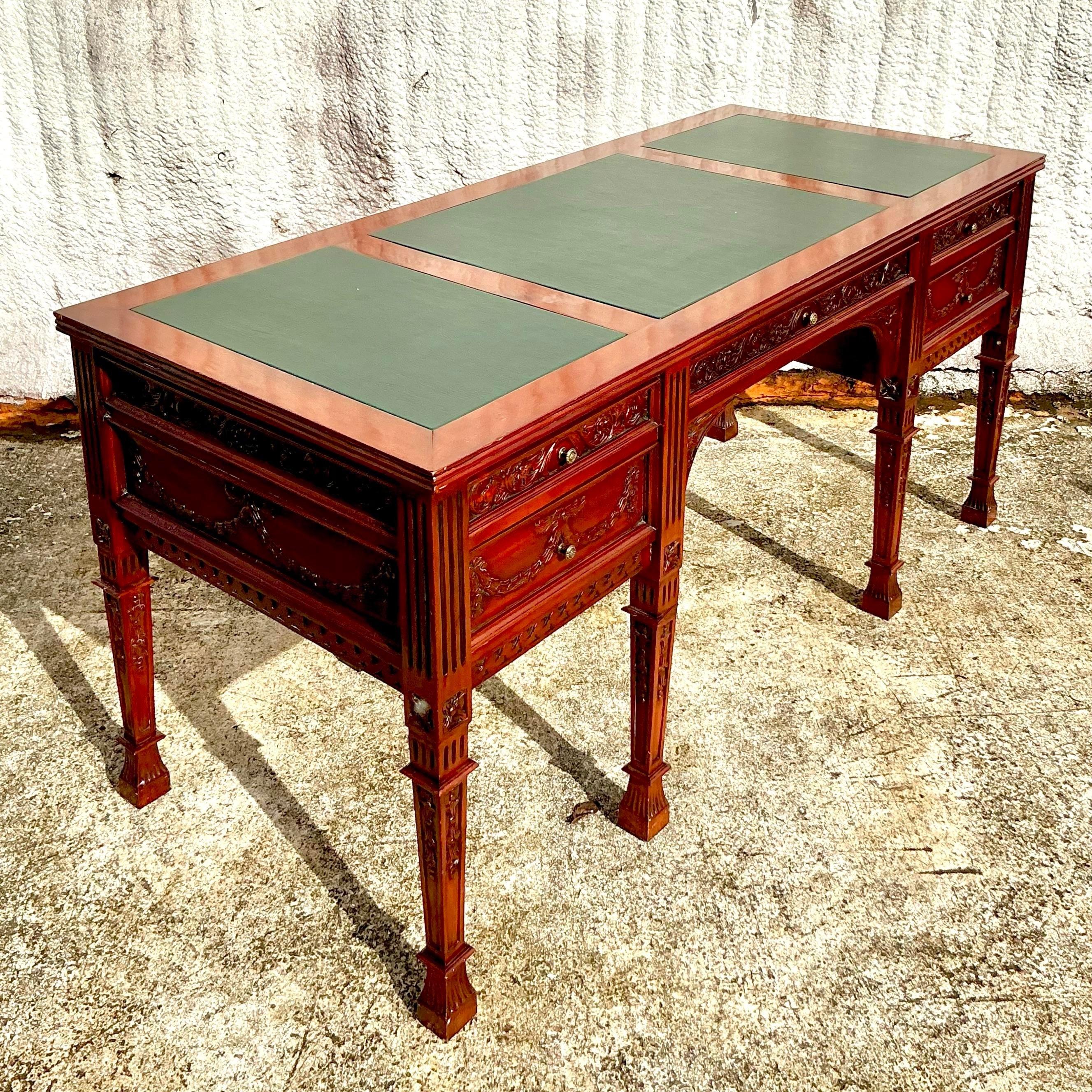 Vintage Regency Hand Carved Executive Desk 3