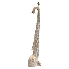 Vintage Regency Hand Carved Koi Floor Lamp