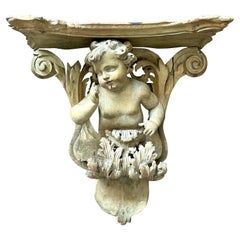 Antique Regency Hand Carved Putti Bracket