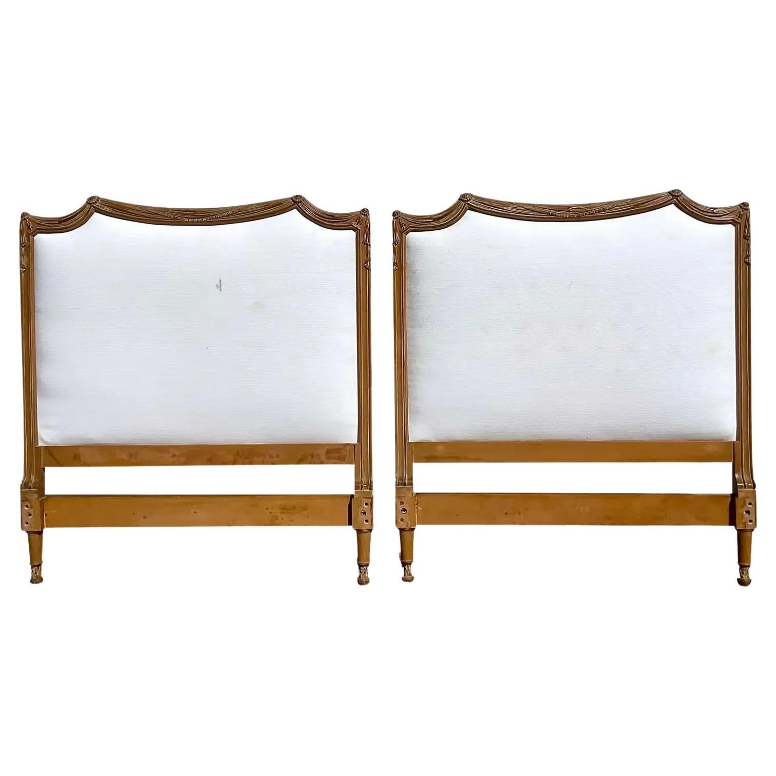 Carved Mahogany Twin Headboards by Irwin, circa 1940s at 1stDibs