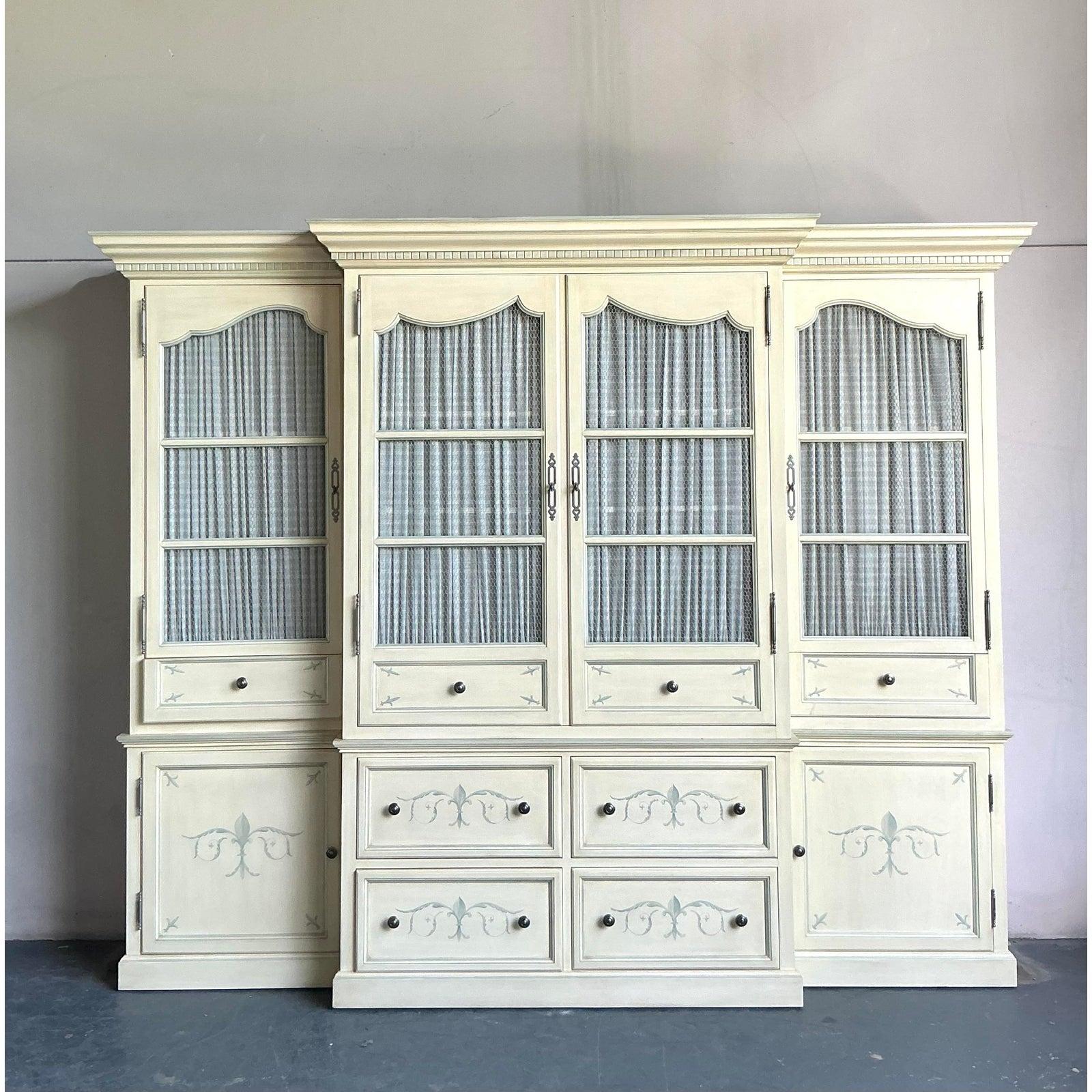 American Vintage Regency Hand Painted Armoire For Sale