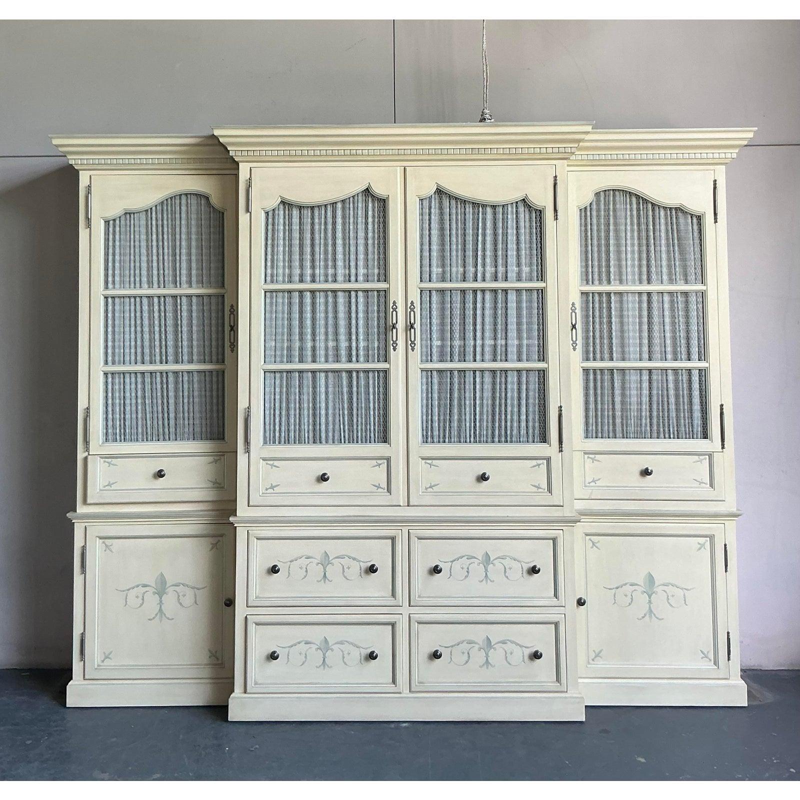 Metal Vintage Regency Hand Painted Armoire For Sale