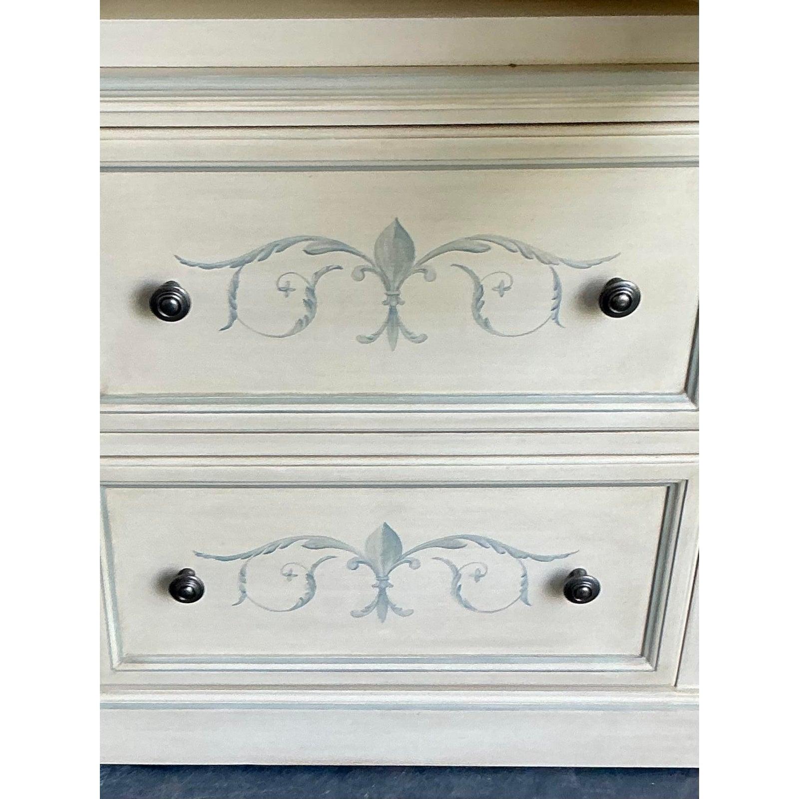 Vintage Regency Hand Painted Armoire For Sale 1