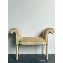 Vintage Regency Hand Painted Bow Front Bench