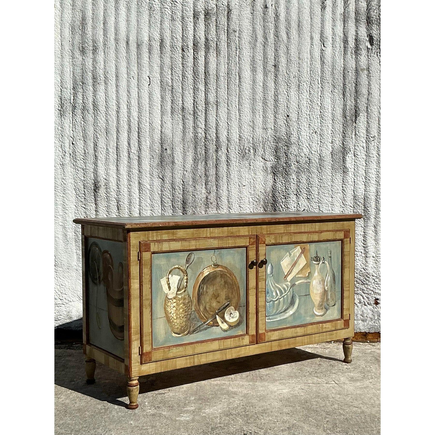 Vintage Regency Hand Painted Cabinet For Sale 4