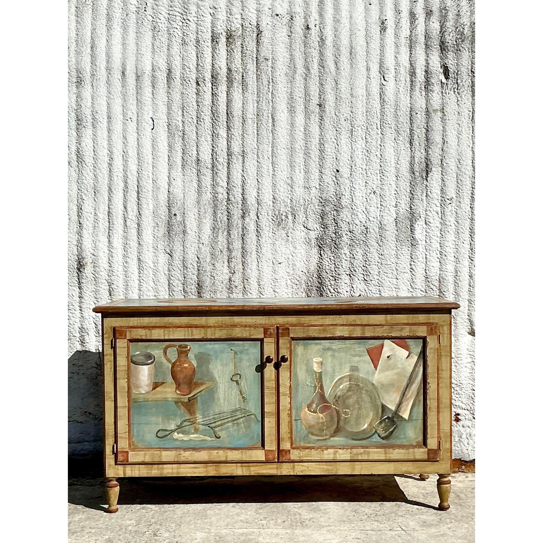 Vintage Regency Hand Painted Cabinet For Sale 5