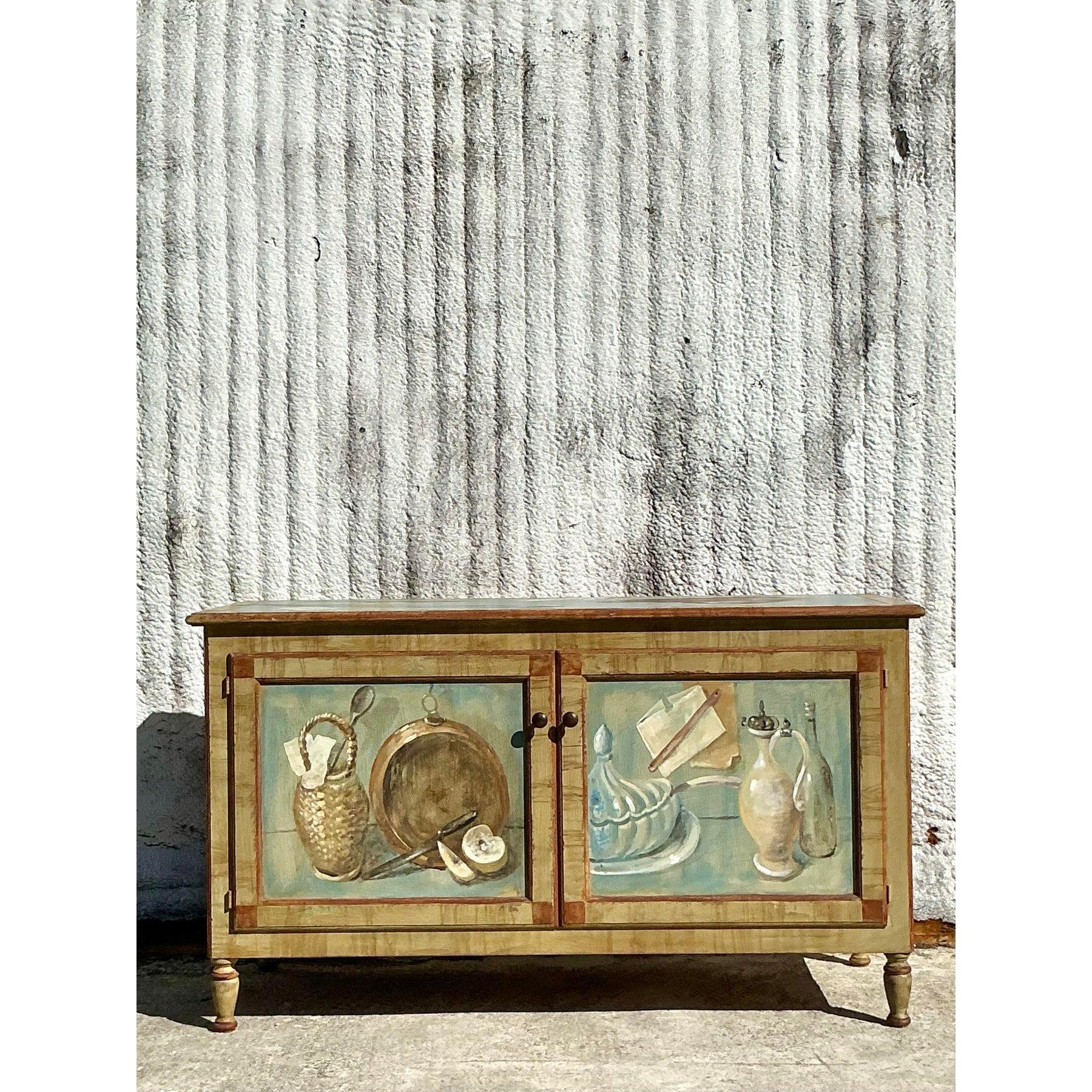 Vintage Regency Hand Painted Cabinet For Sale 3