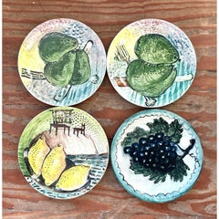 Vintage Regency Hand Painted Ceramic Plates - Set of 4