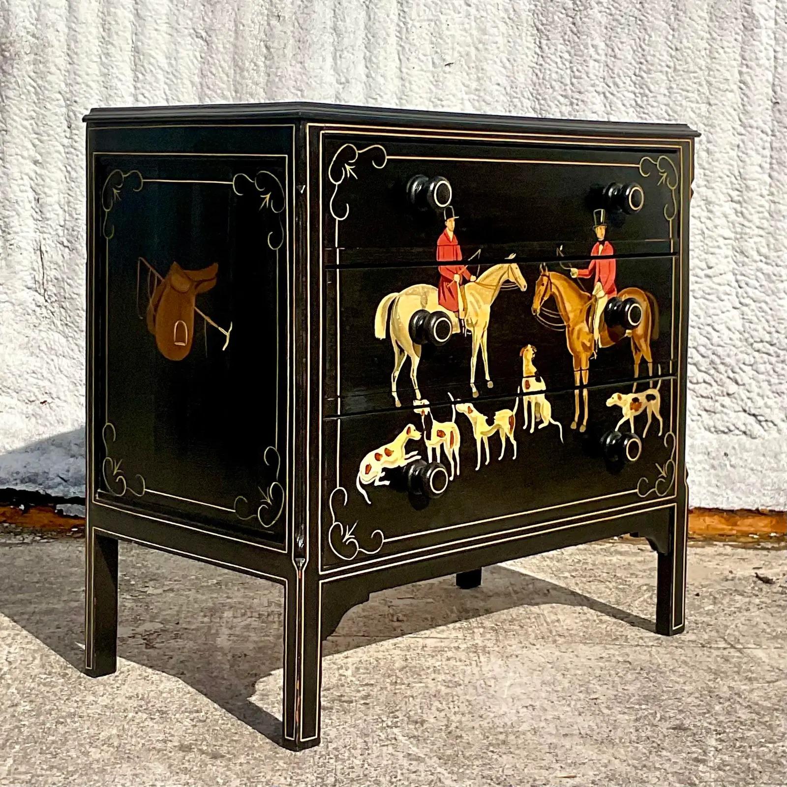 Vintage Regency Hand Painted Chest of Drawers In Good Condition In west palm beach, FL