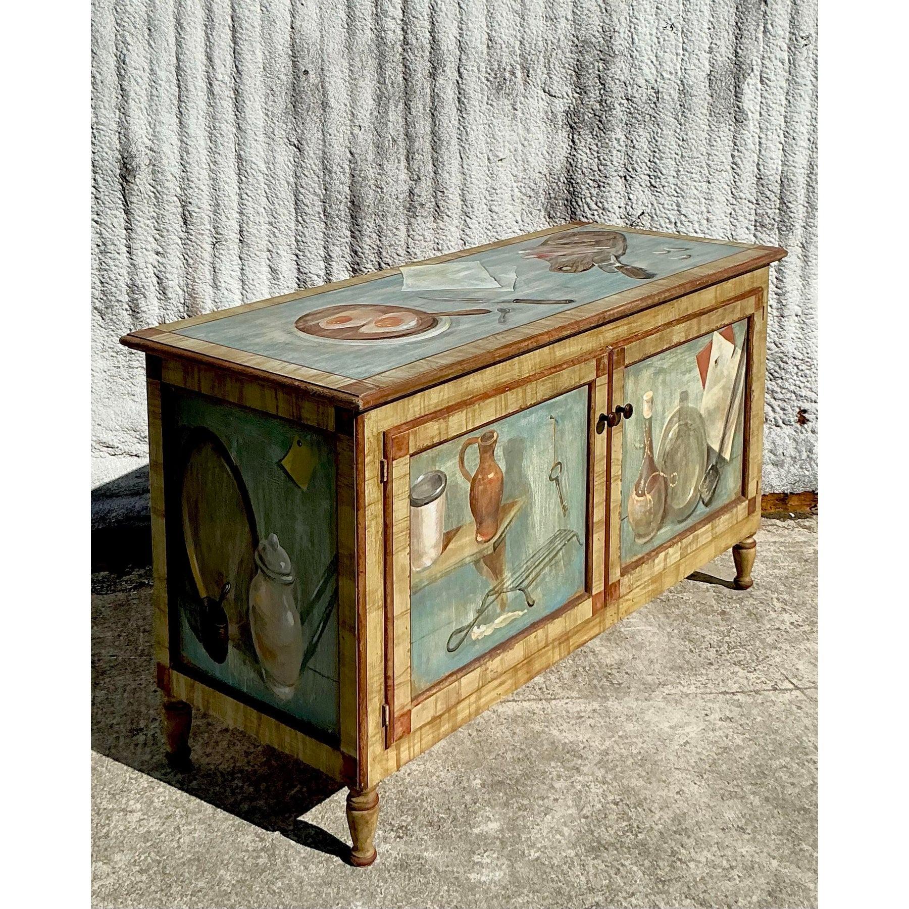 Vintage Regency Hand Painted Commode in vendita 4