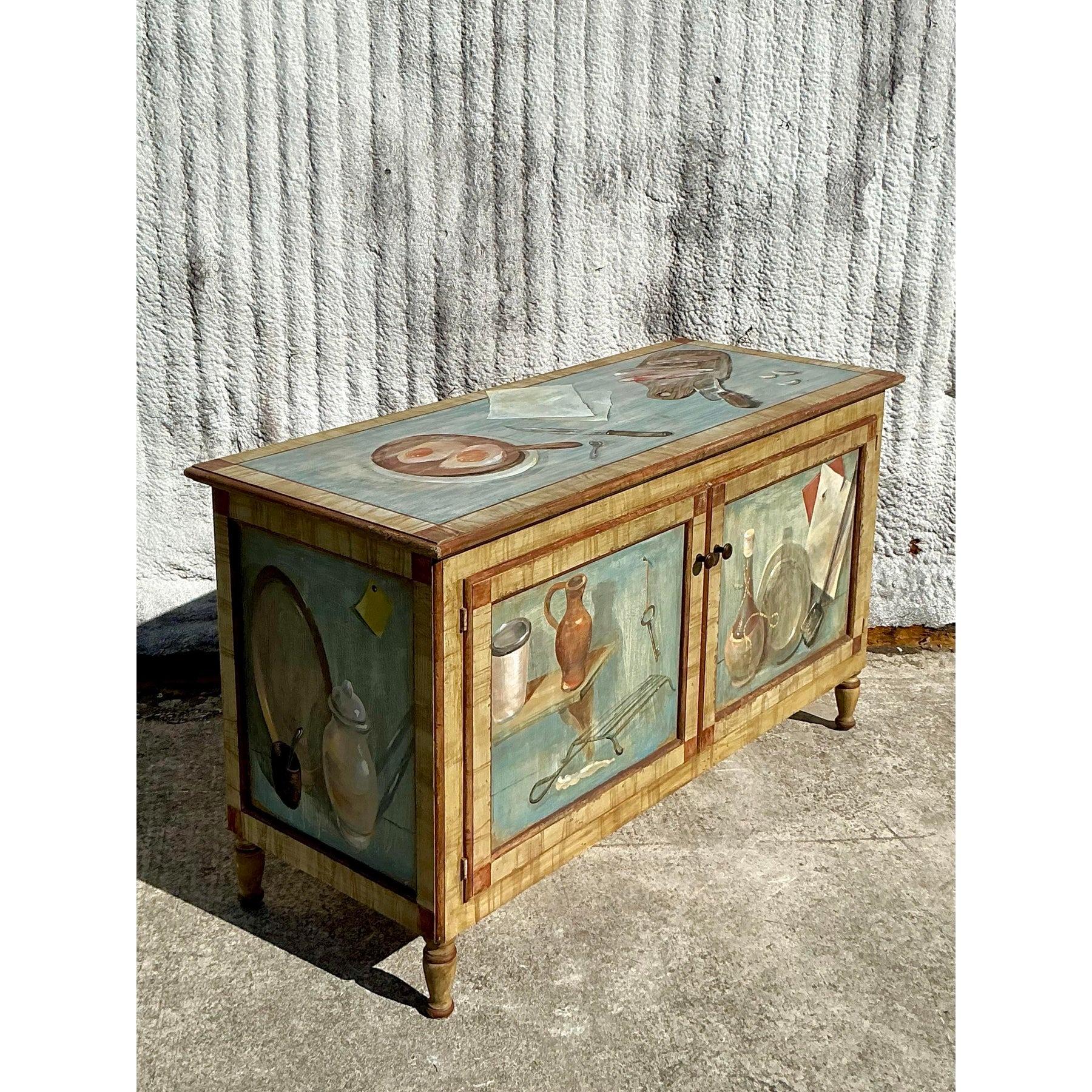 Americano Vintage Regency Hand Painted Commode in vendita