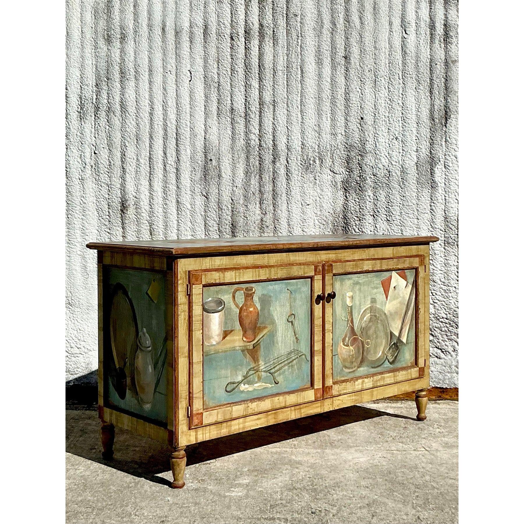 XX secolo Vintage Regency Hand Painted Commode in vendita