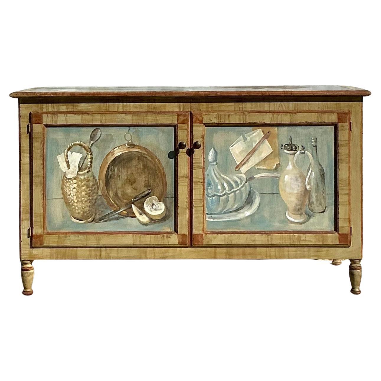 Vintage Regency Hand Painted Commode in vendita