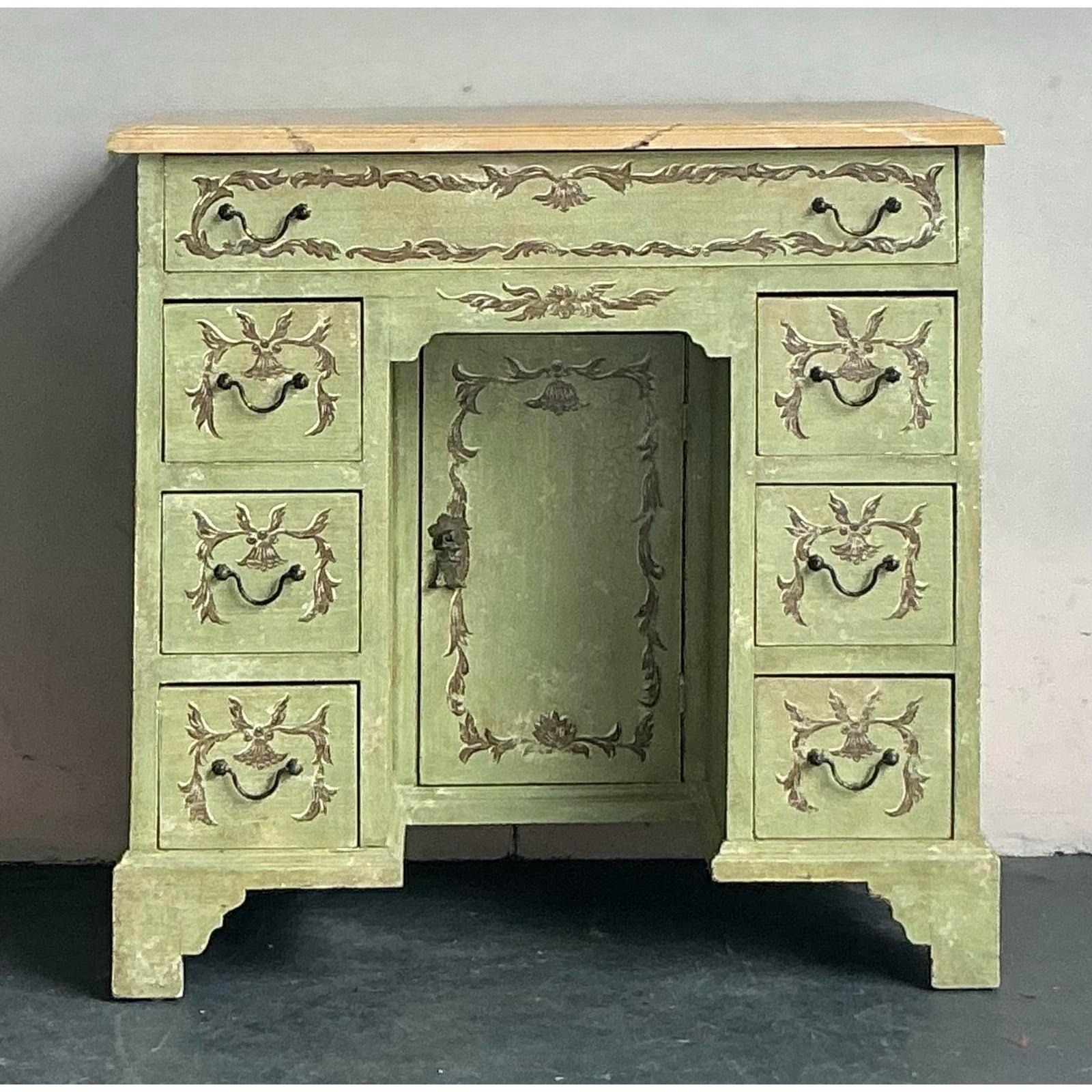 Americano Tavolino da toilette vintage Regency dipinto a mano in vendita