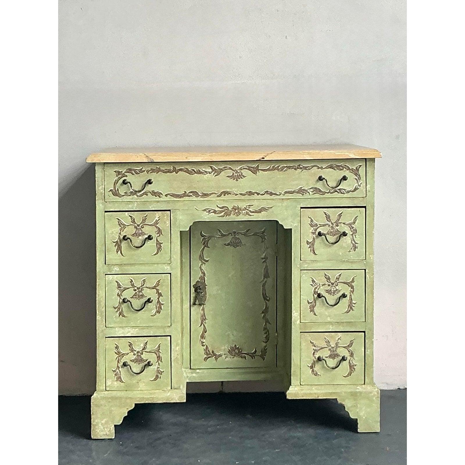 XX secolo Tavolino da toilette vintage Regency dipinto a mano in vendita