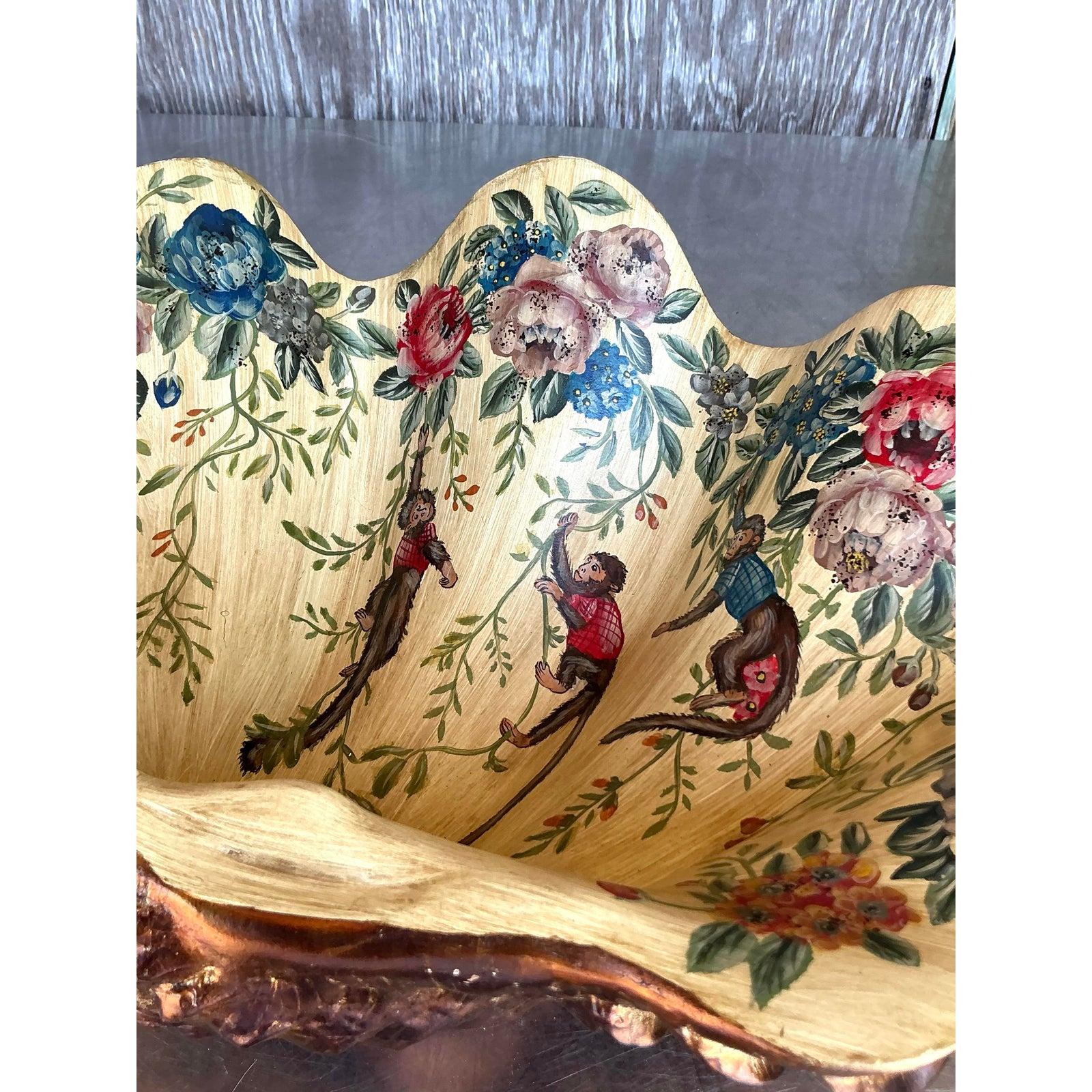 Vintage Regency Faux coquillage peint à la main en vente 3