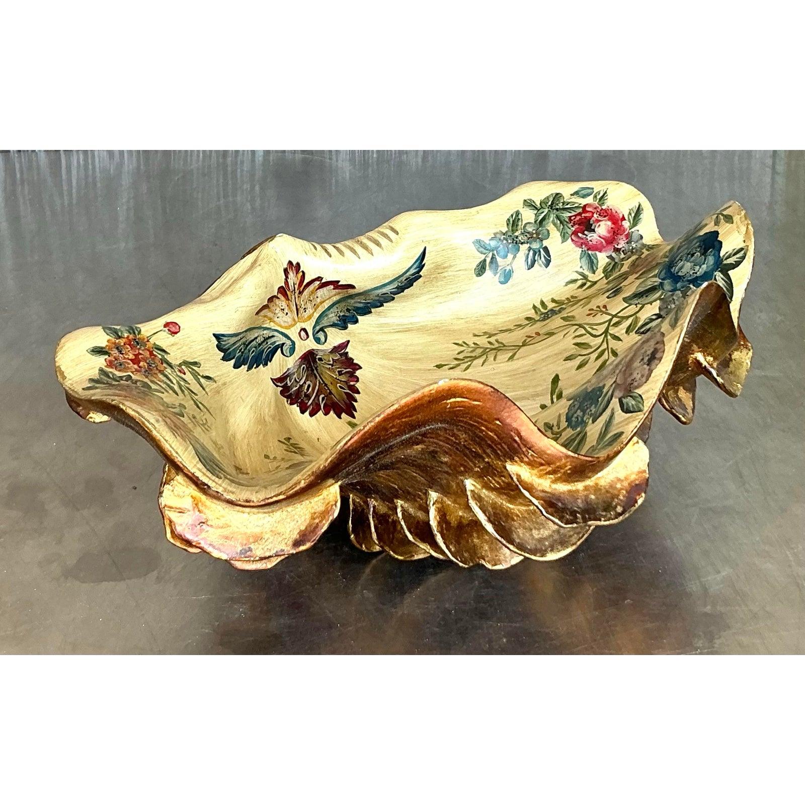 Américain Vintage Regency Faux coquillage peint à la main en vente