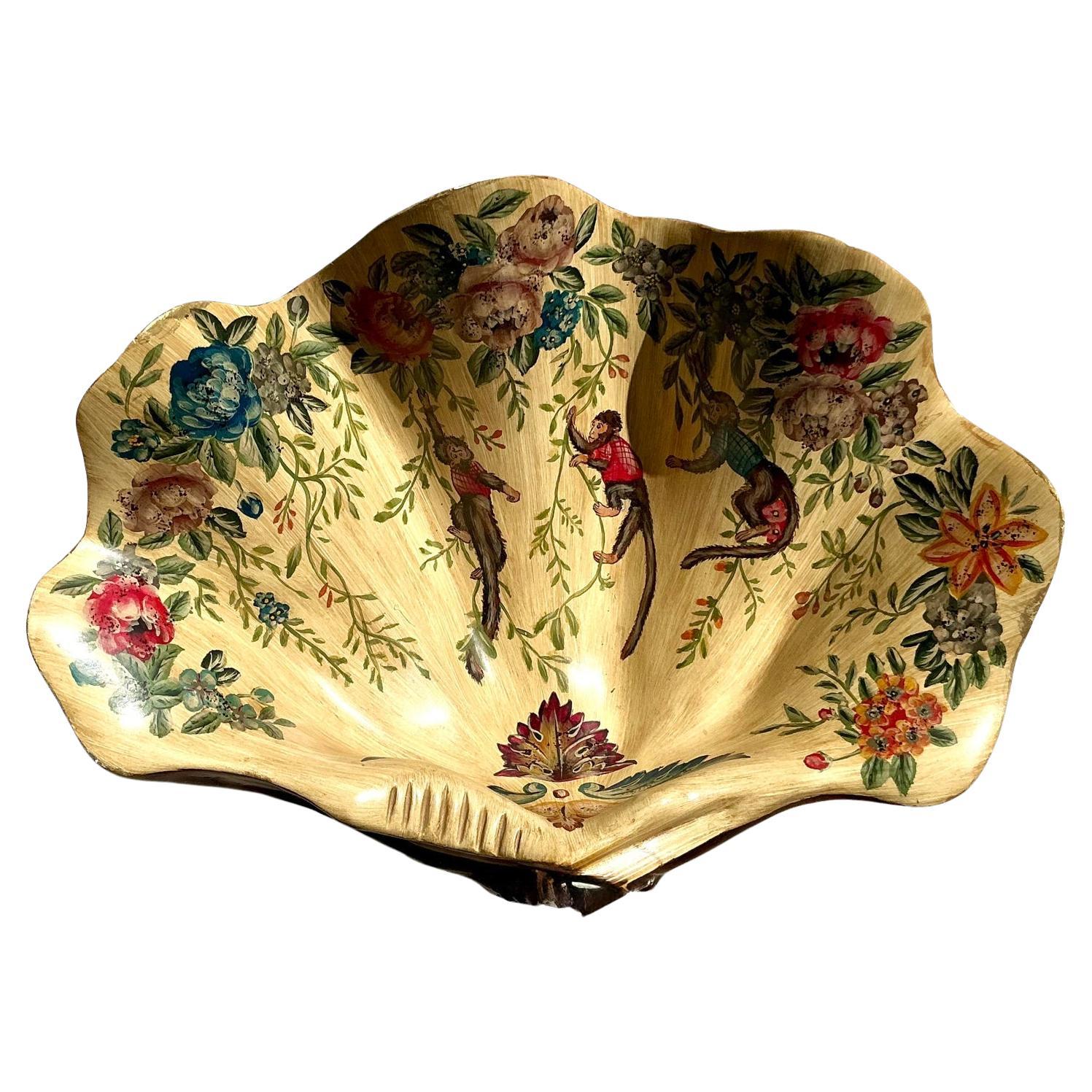 Vintage Regency Hand Painted Faux Clam Shell