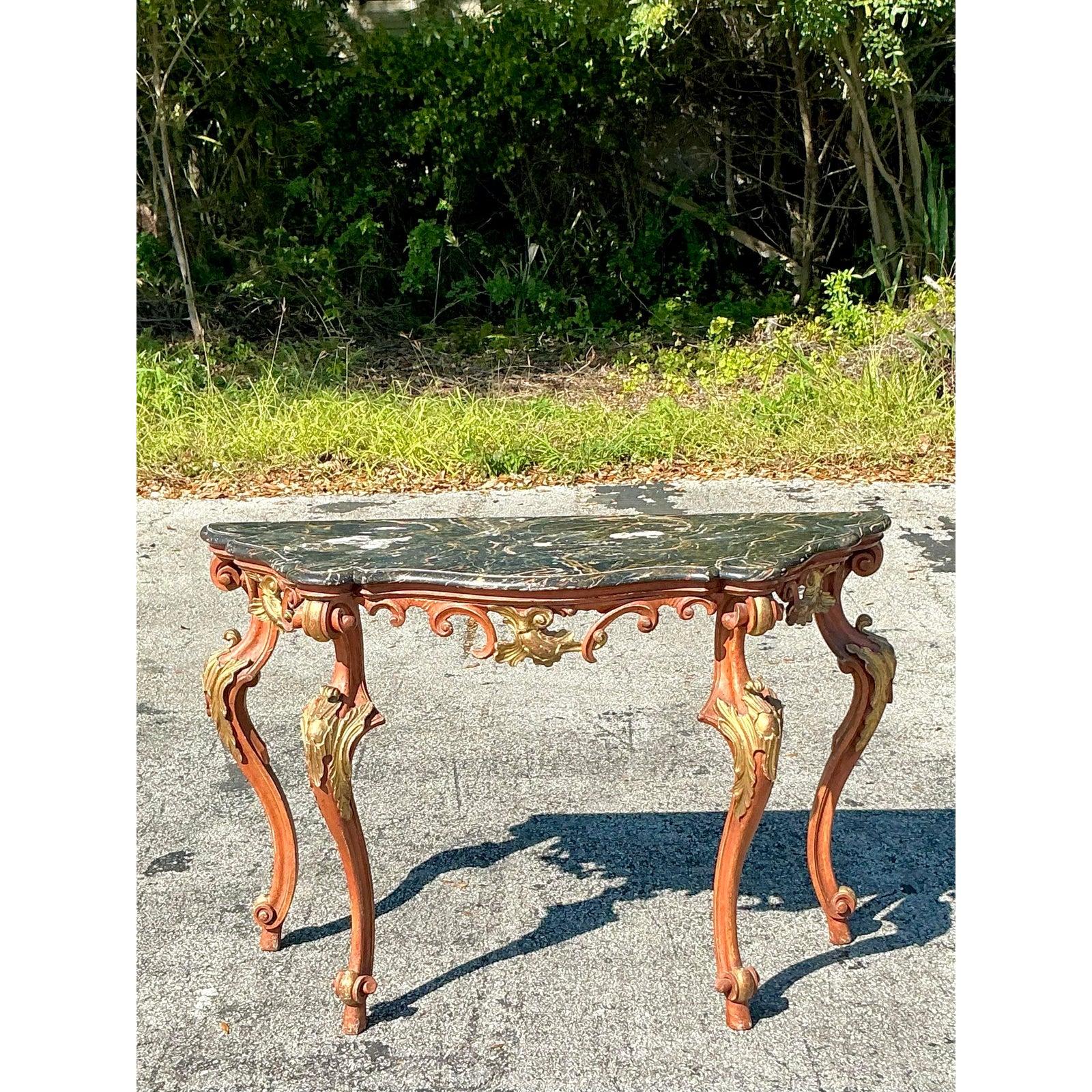 Console rococo de style Régence peinte à la main en vente 5