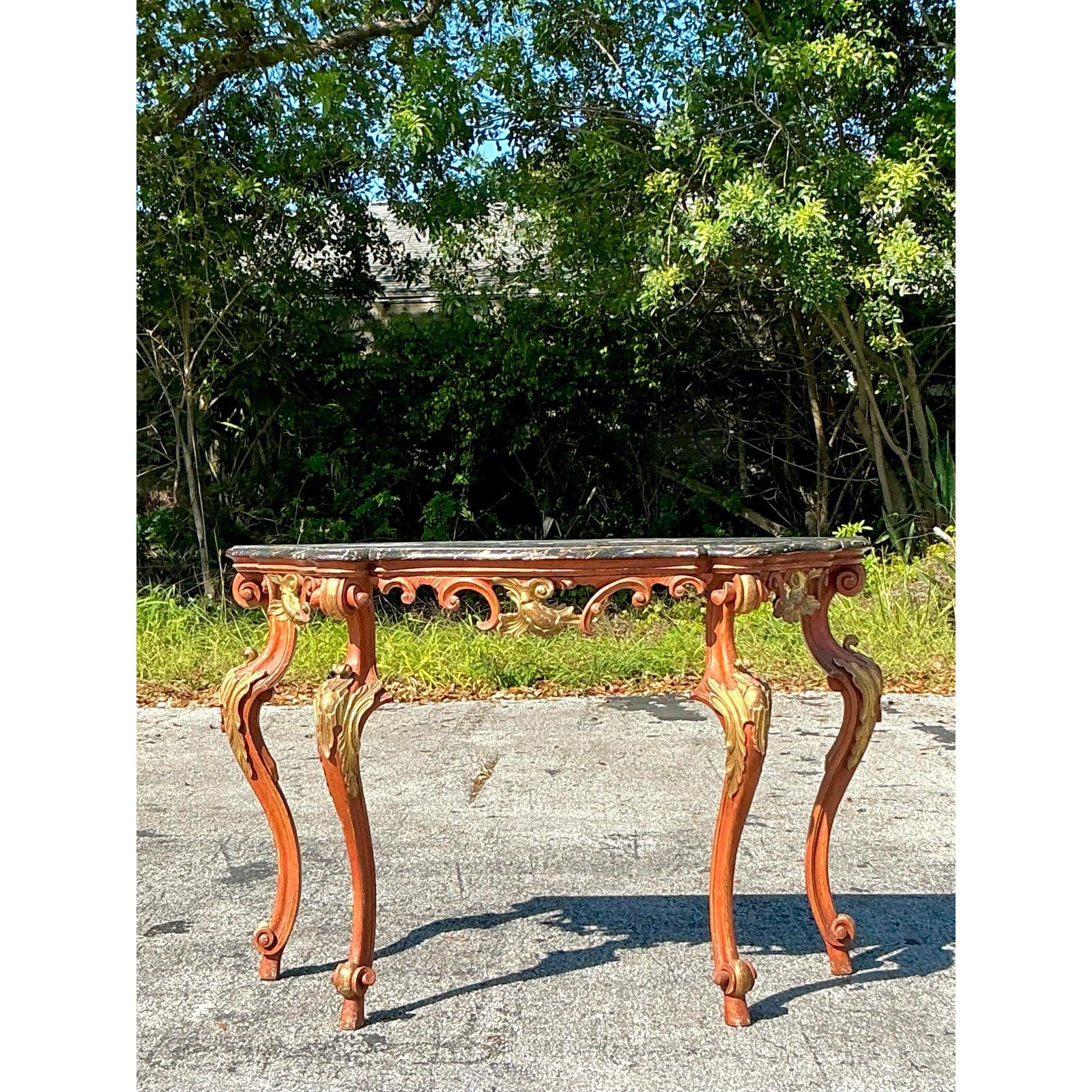 Rococo Console rococo de style Régence peinte à la main en vente