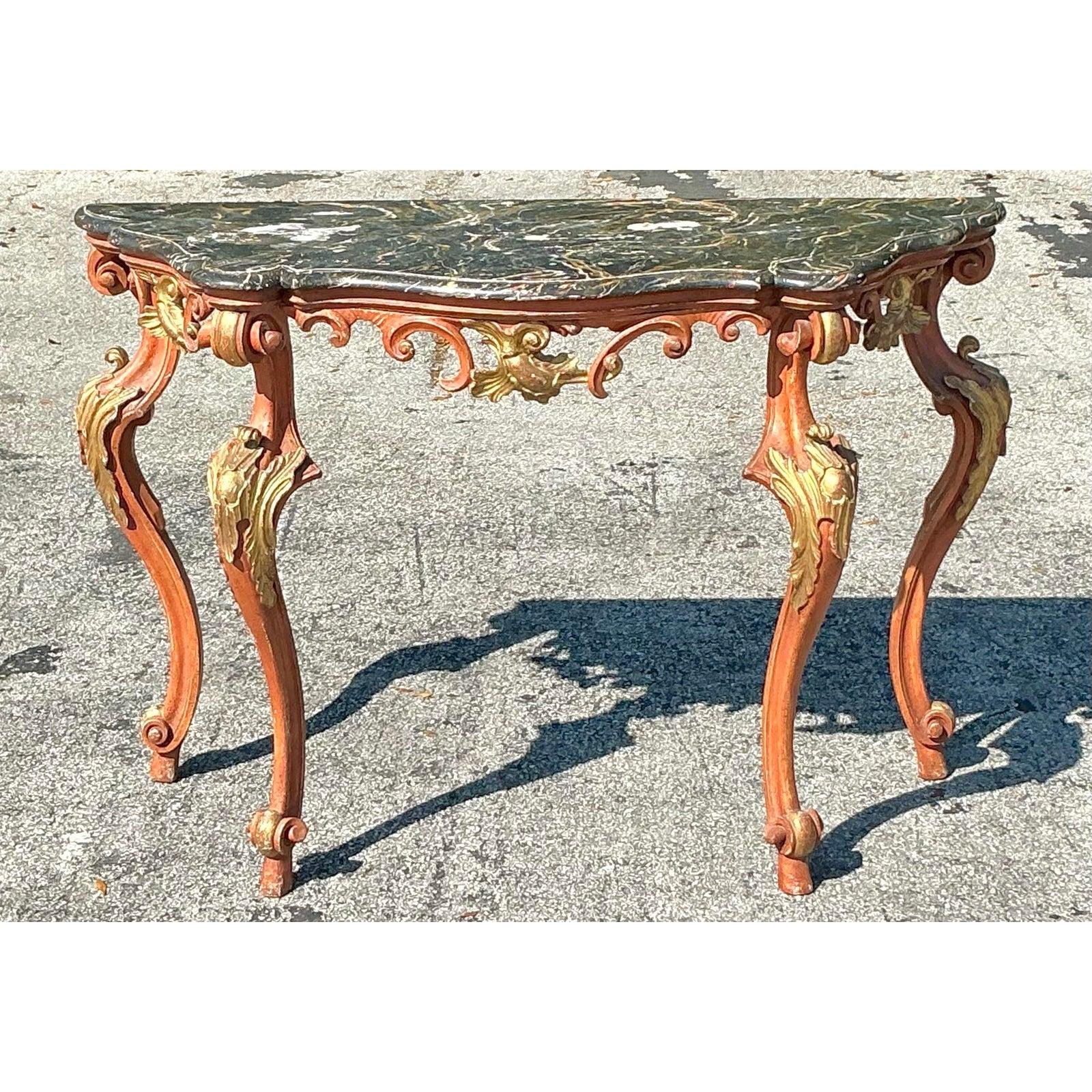Français Console rococo de style Régence peinte à la main en vente