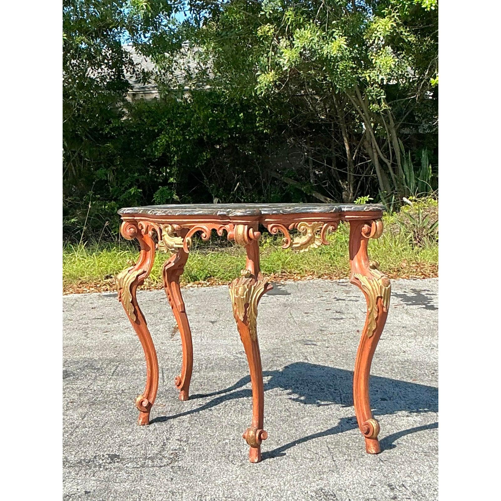 Console rococo de style Régence peinte à la main Bon état - En vente à west palm beach, FL
