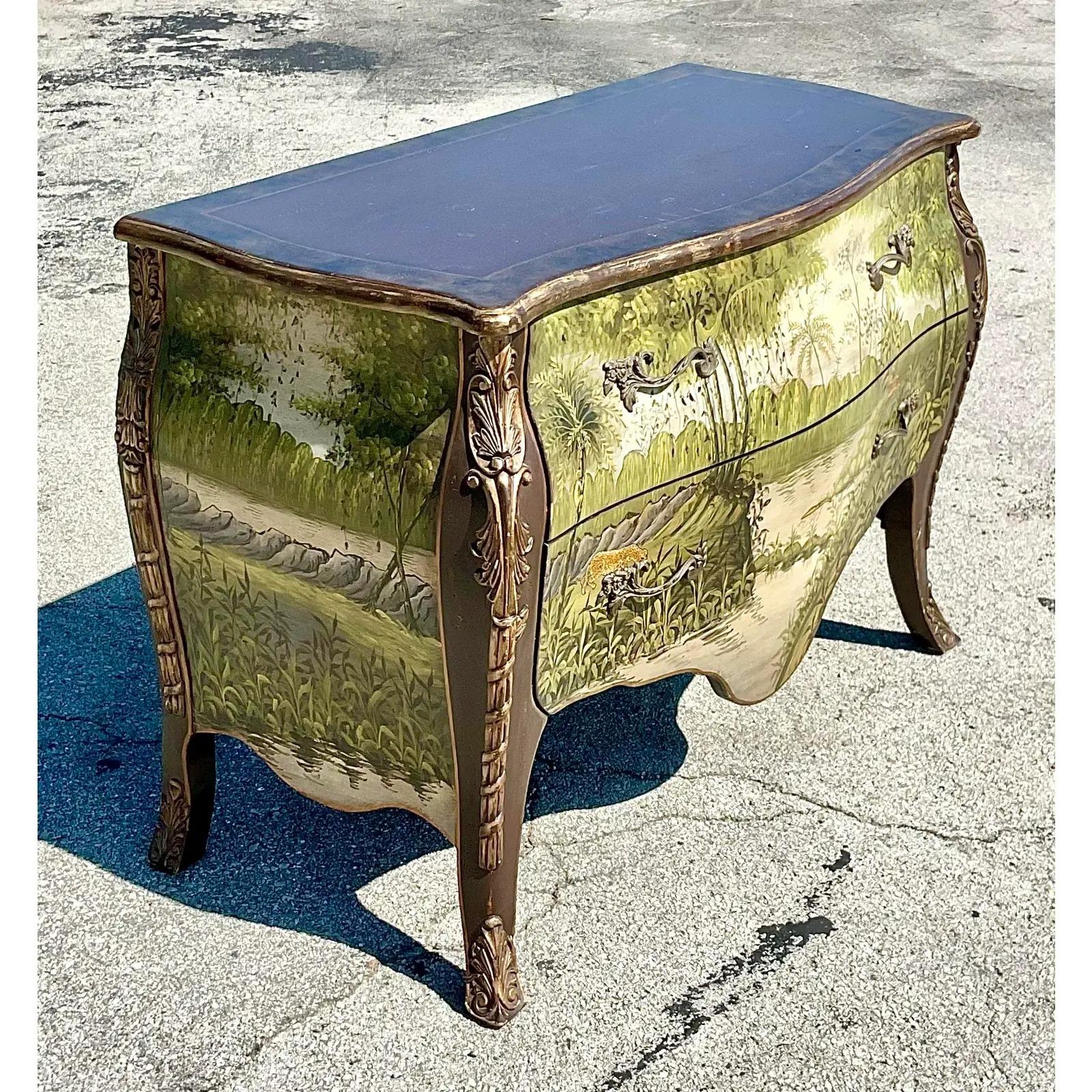 Vintage Regency Hand Painted Safari Bombe Chest 6