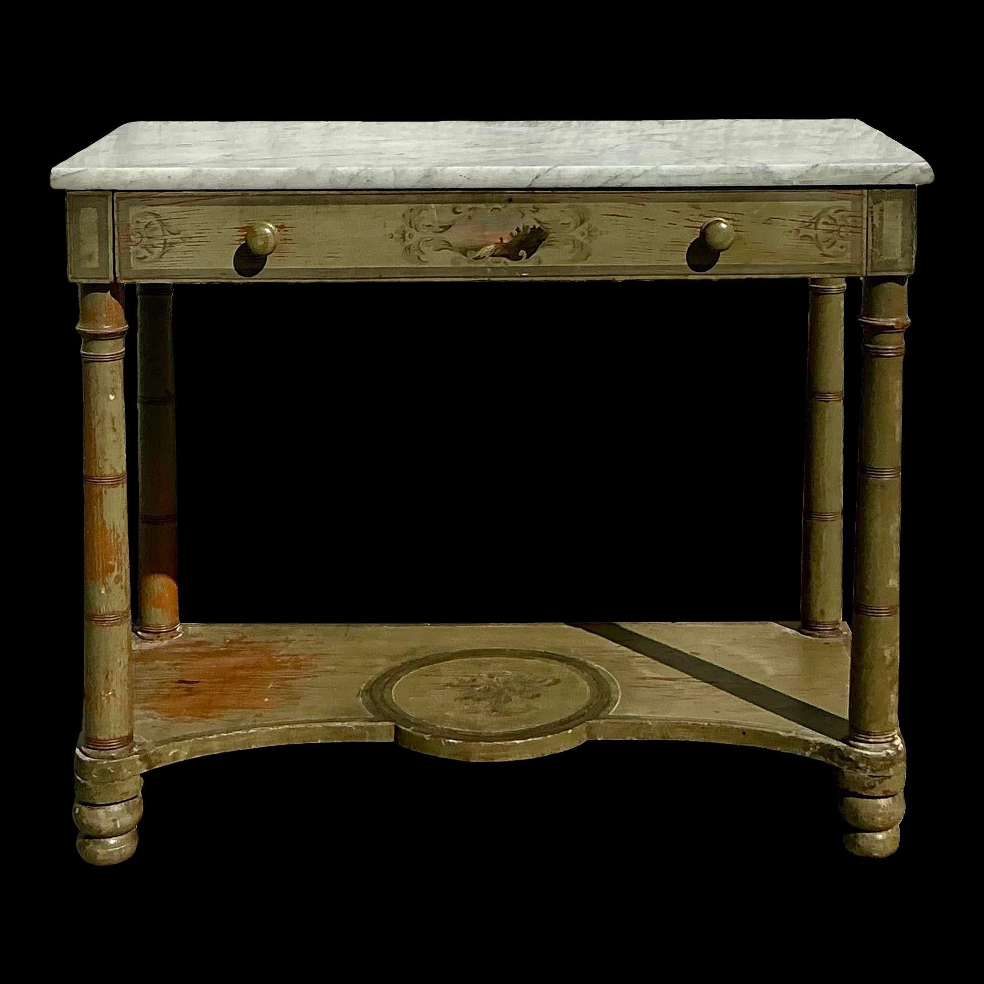Vintage Regency Hand Painted Stone Top Table For Sale 6