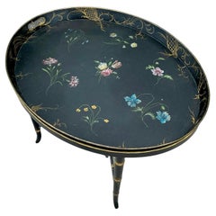 Vintage Regency Hand Painted Tole Tray Table After John Roselli