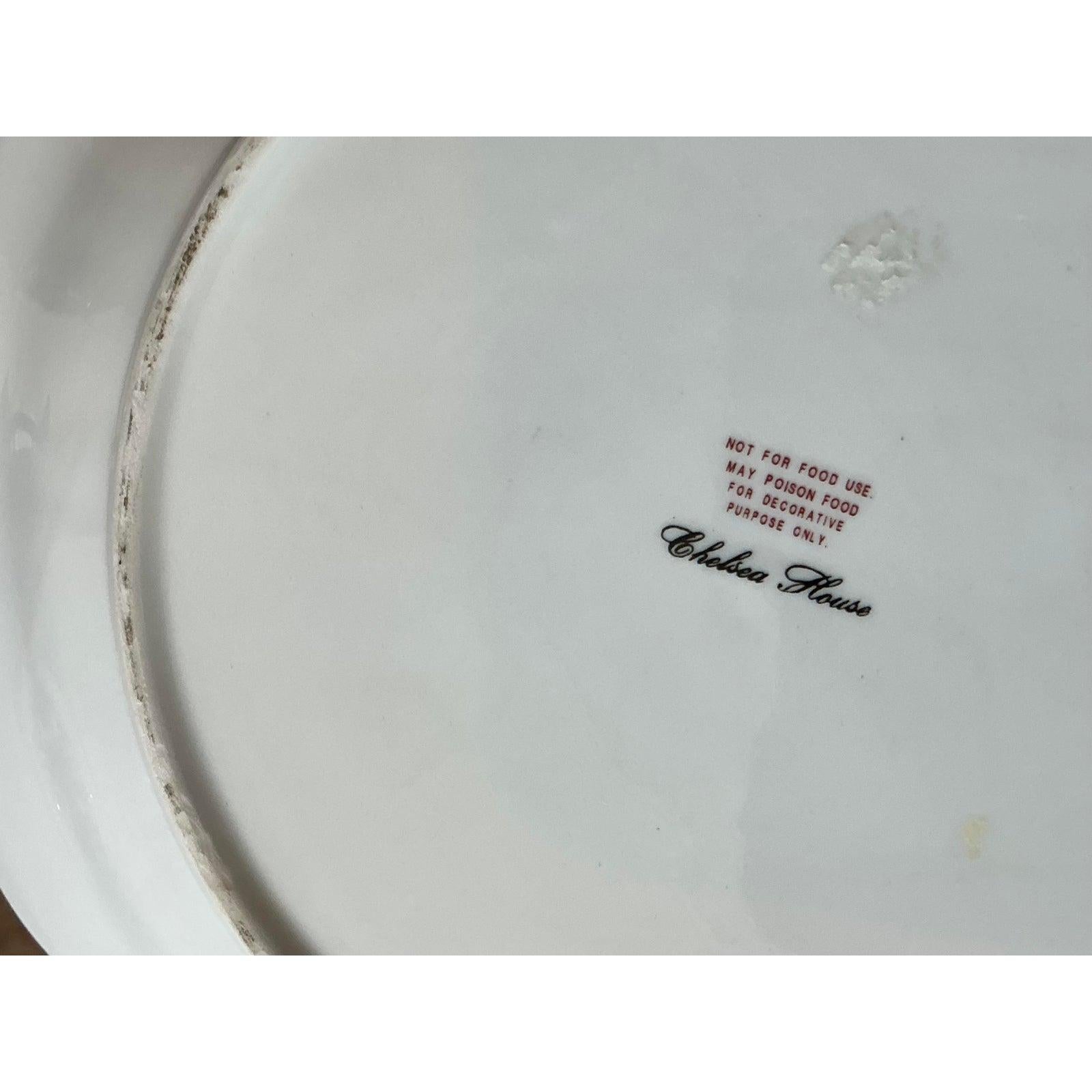 Chinoiserie Vintage Regency Hand Painted Trellis Plates - A Pair For Sale