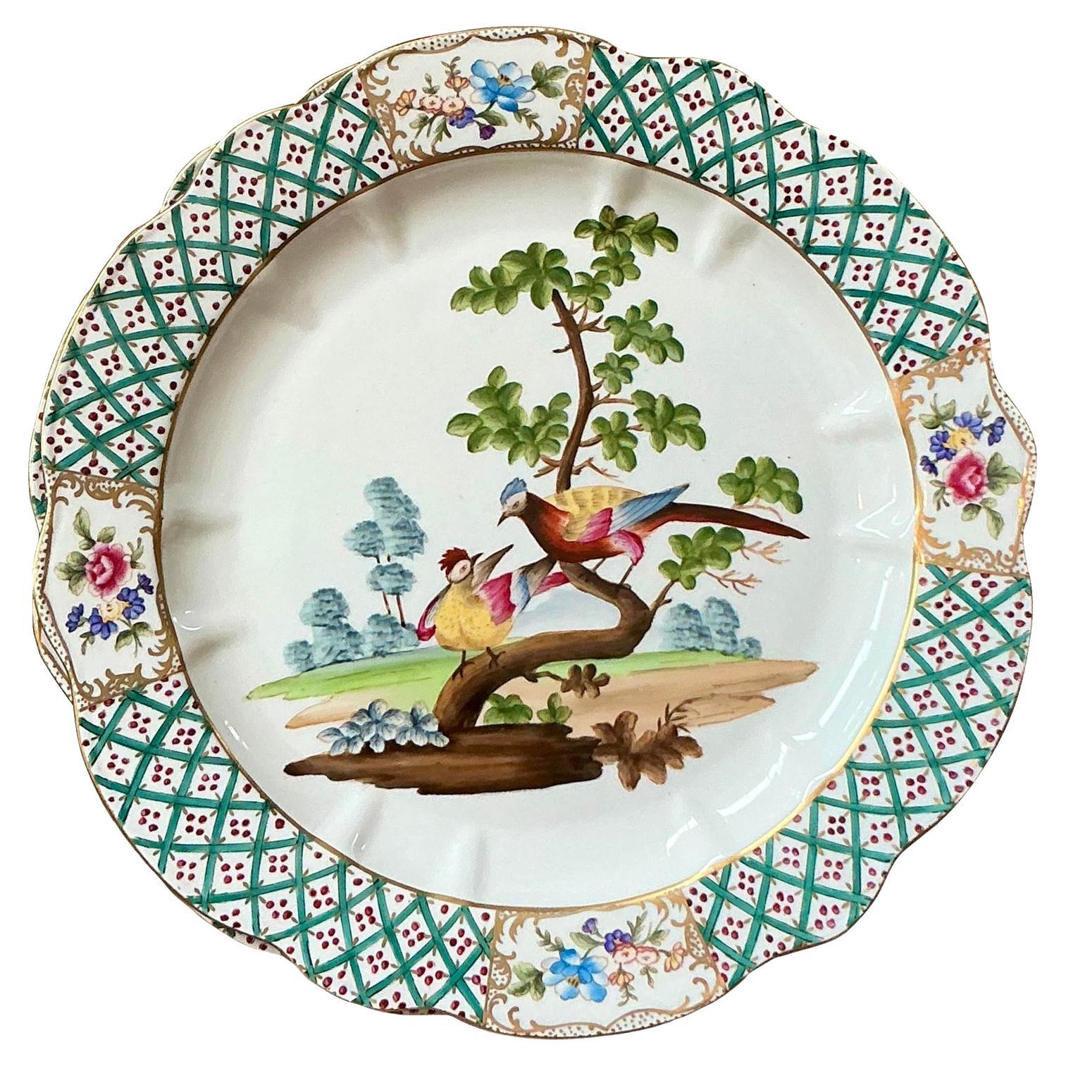 Vintage Regency Hand Painted Trellis Plates - A Pair For Sale
